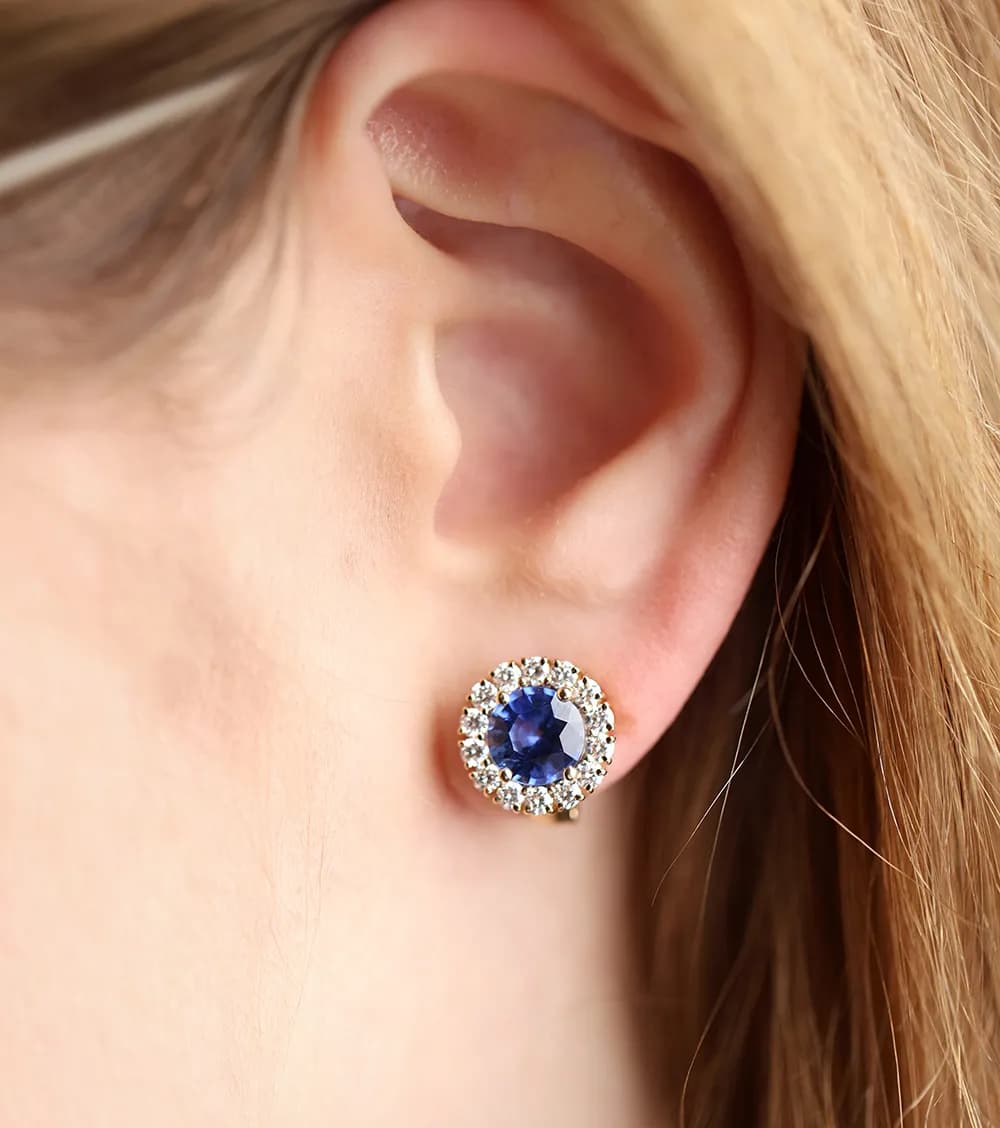 Сережки з натуральними сапфірами з жовтого золота 18k Андромеда E49 L 18k