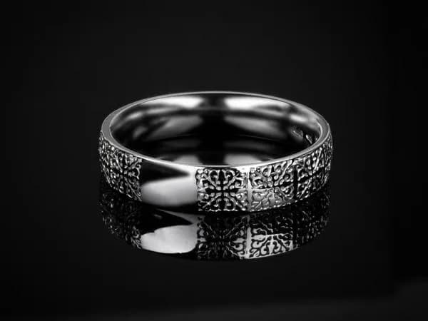 Перстень чоловічий "Сангай"  з білого золого 200-0020 MAN (19,5)