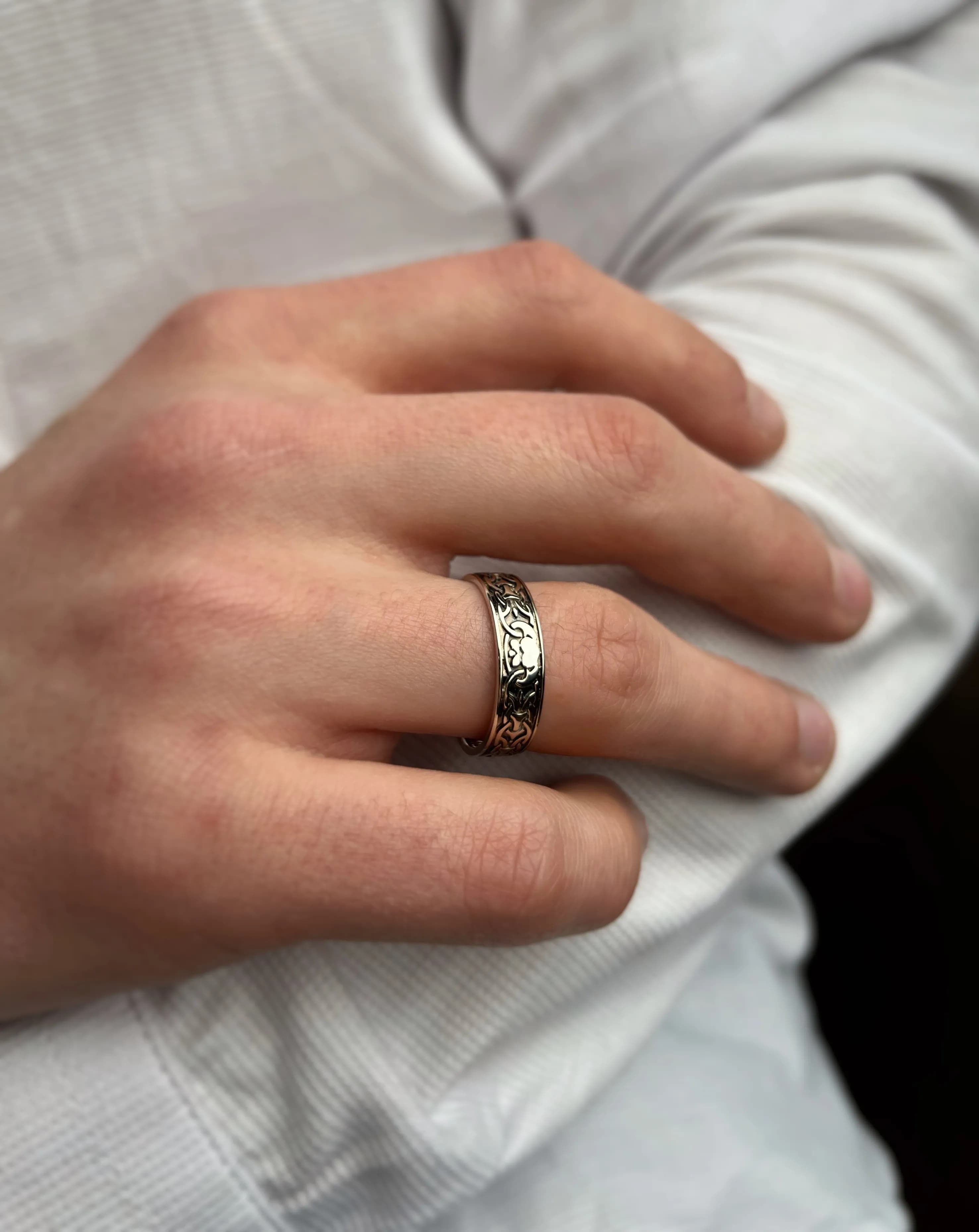 Перстень чоловічий "Монарх" з біолого золота 200-0181 MAN (17)