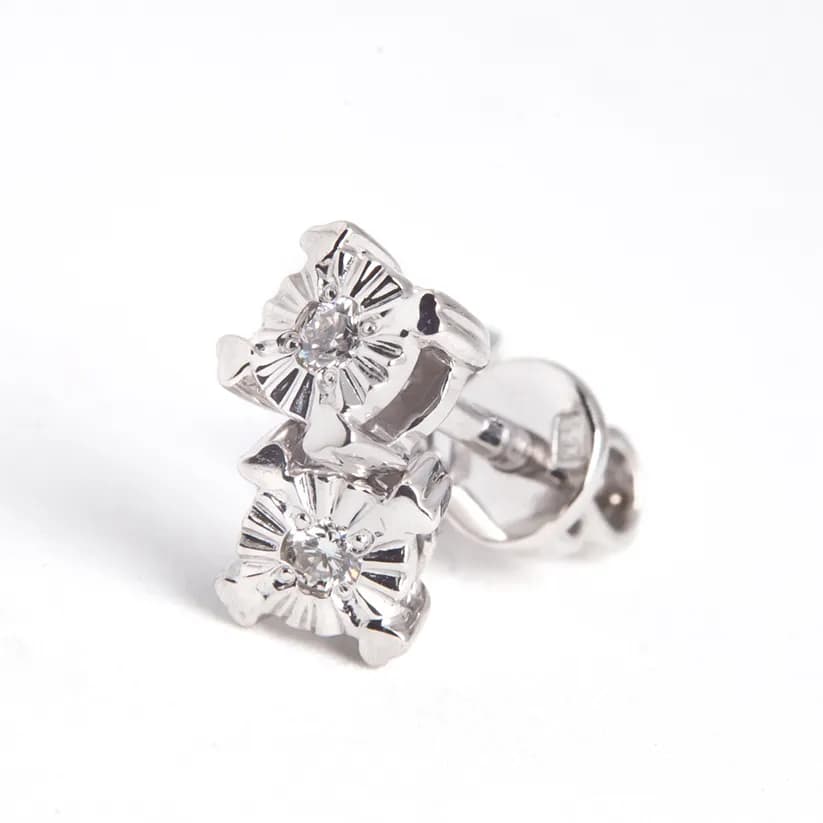 Сережки з діамантами з білого золота 214-0875