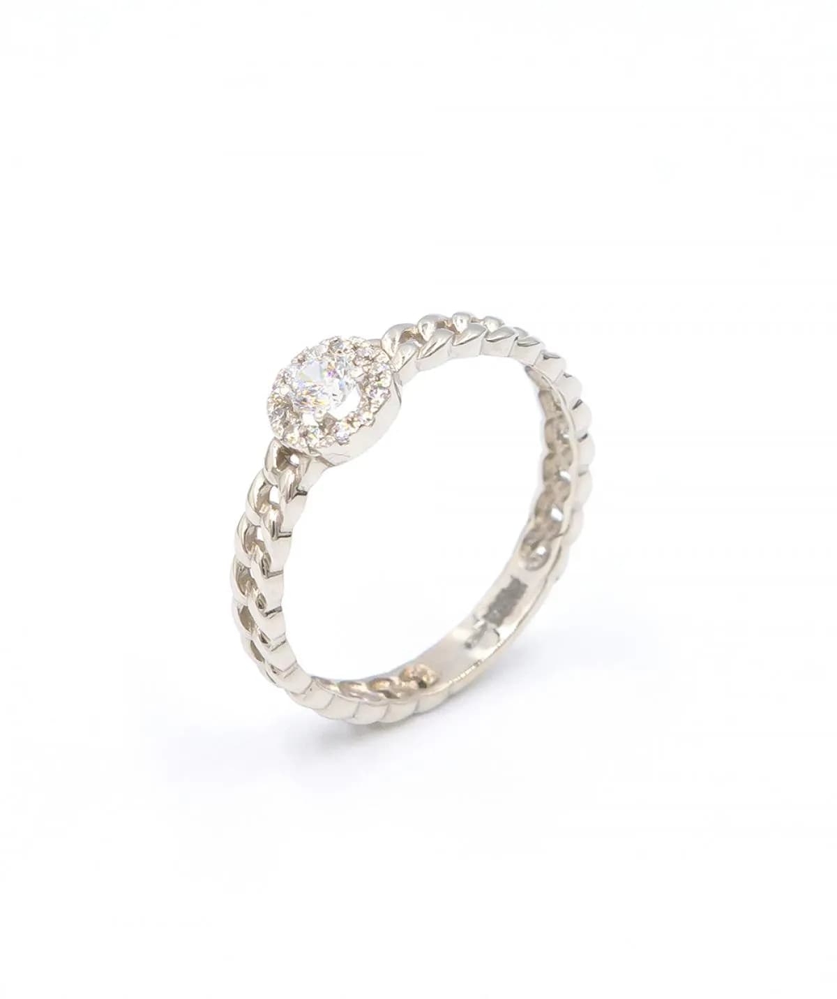 Перстень з куб. цирконами "ДоРеМ" з білого золота 263-0389 (15,5)