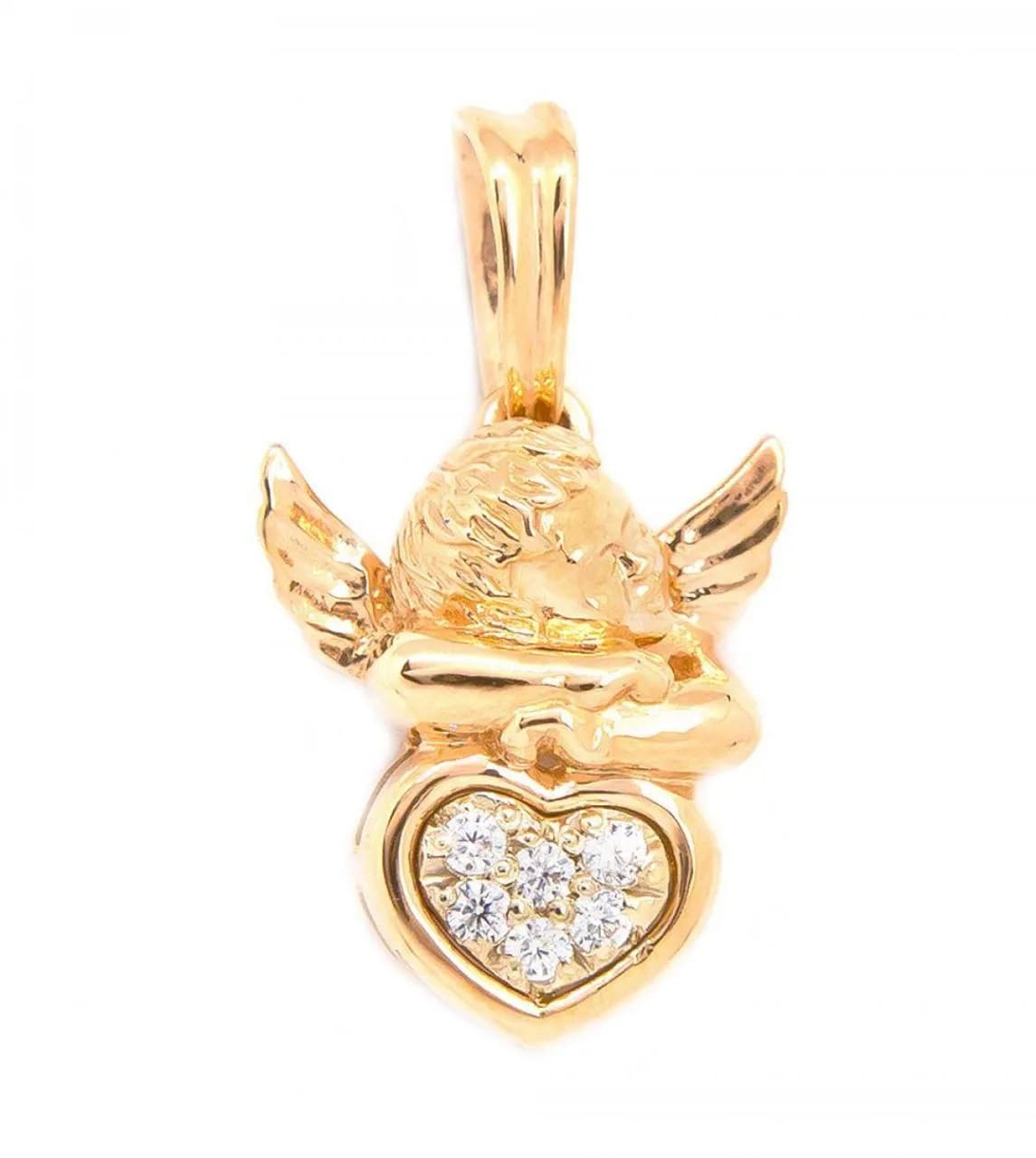 Підвіска з куб. цирконами "В обіймах ангела" з комбінованого золота 365-0959