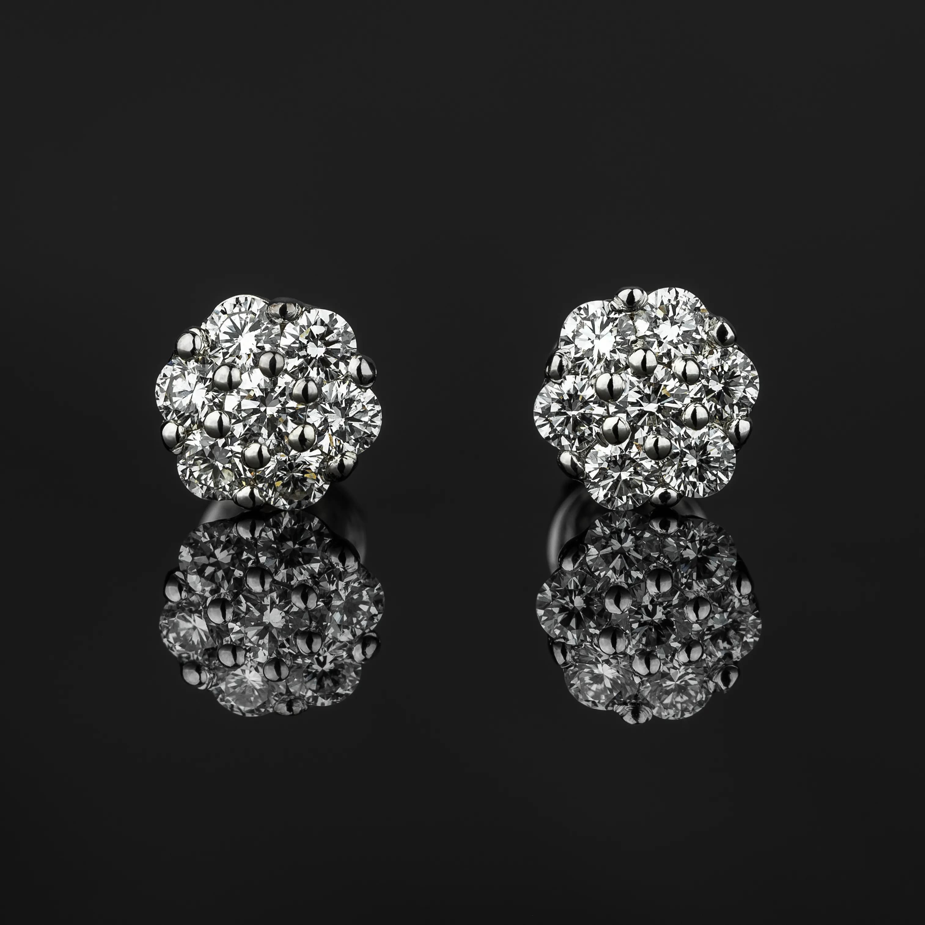 Сережки з діамантами з білого золота 224-0072