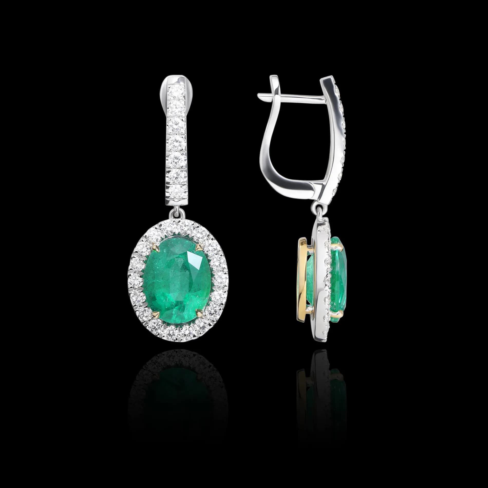Сережки з натуральними смарагдами з білого золота Royal Emerald E29 18K