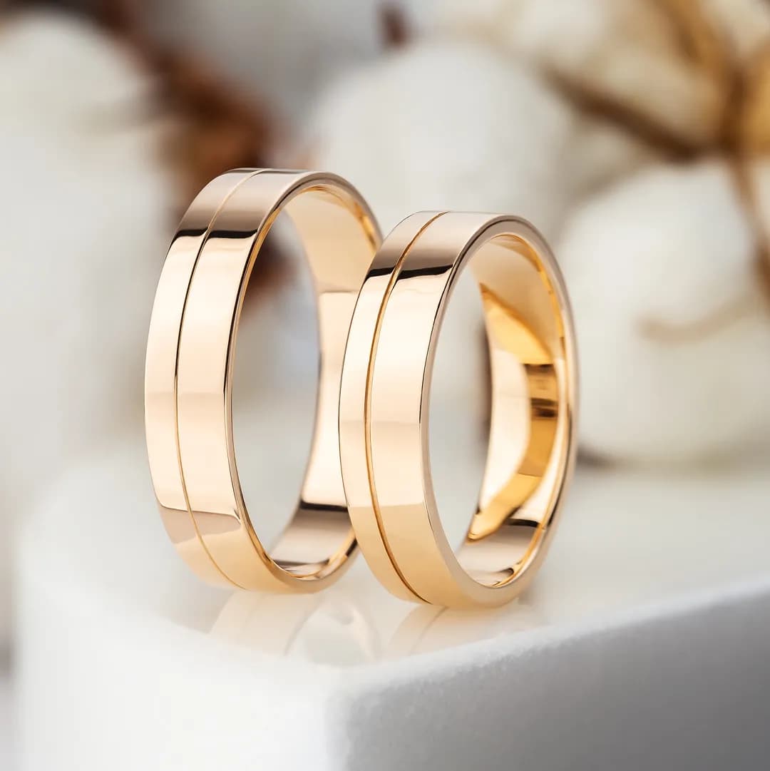 Пара обручок   "Місячна дорога" з червоного золота 100-0105-100-0105 (18)