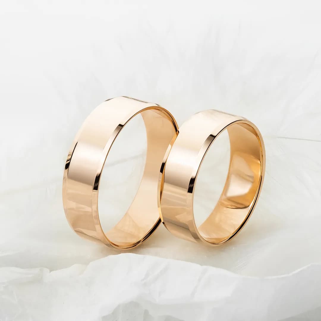 Пара обручок  американки з фаскою 7 мм з червоного золота 100-0770-100-0770 (18)