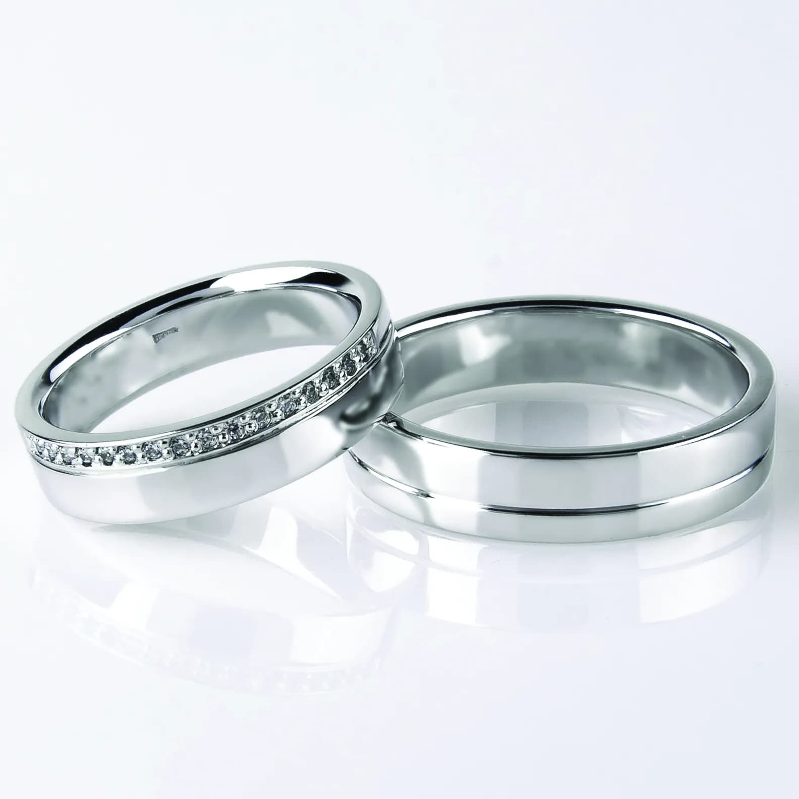 Пара обручок  "Місячна дорога" з білого золота 200-0105_260-0105 (18)