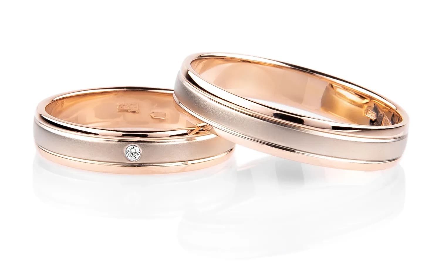 Пара обручок   "Літній ранок" з комбінованого золота 360-0040_300-0040 (18)