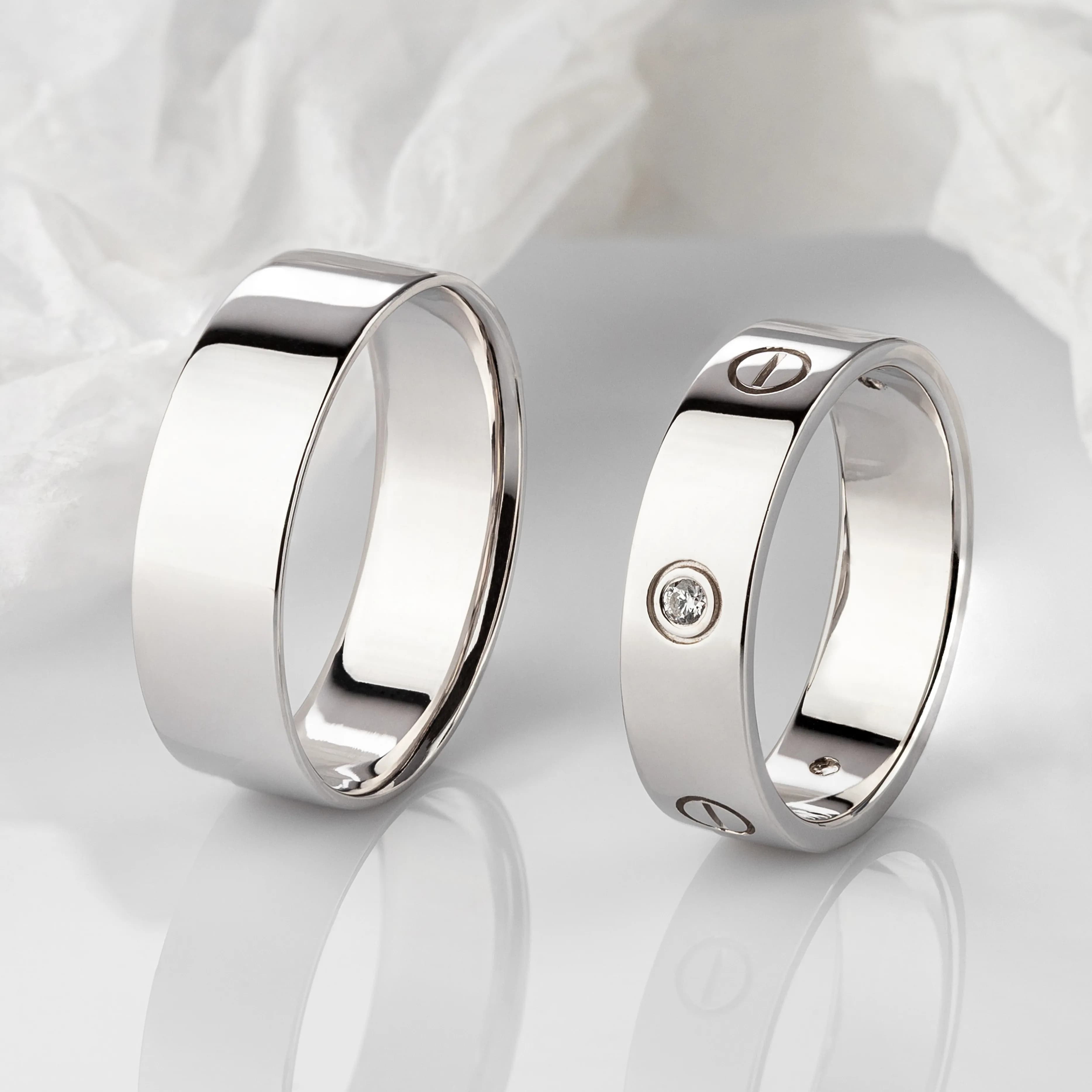 Пара обручок  "Lovely" З білого золота 260-0196-_200-0870 (18)