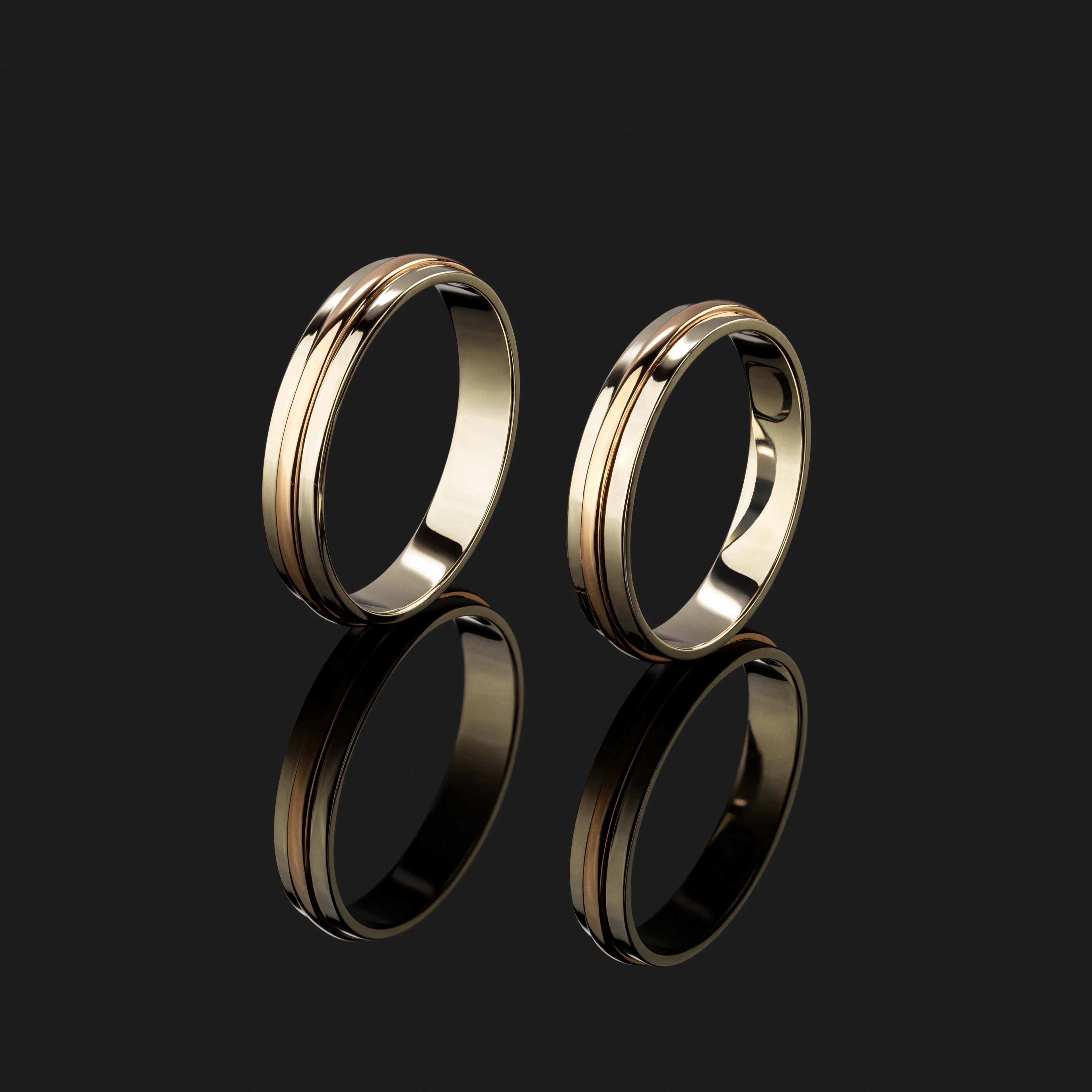 Пара обручок   "Злиття" з комбінованого золота 300-0212_300-0212 (18)