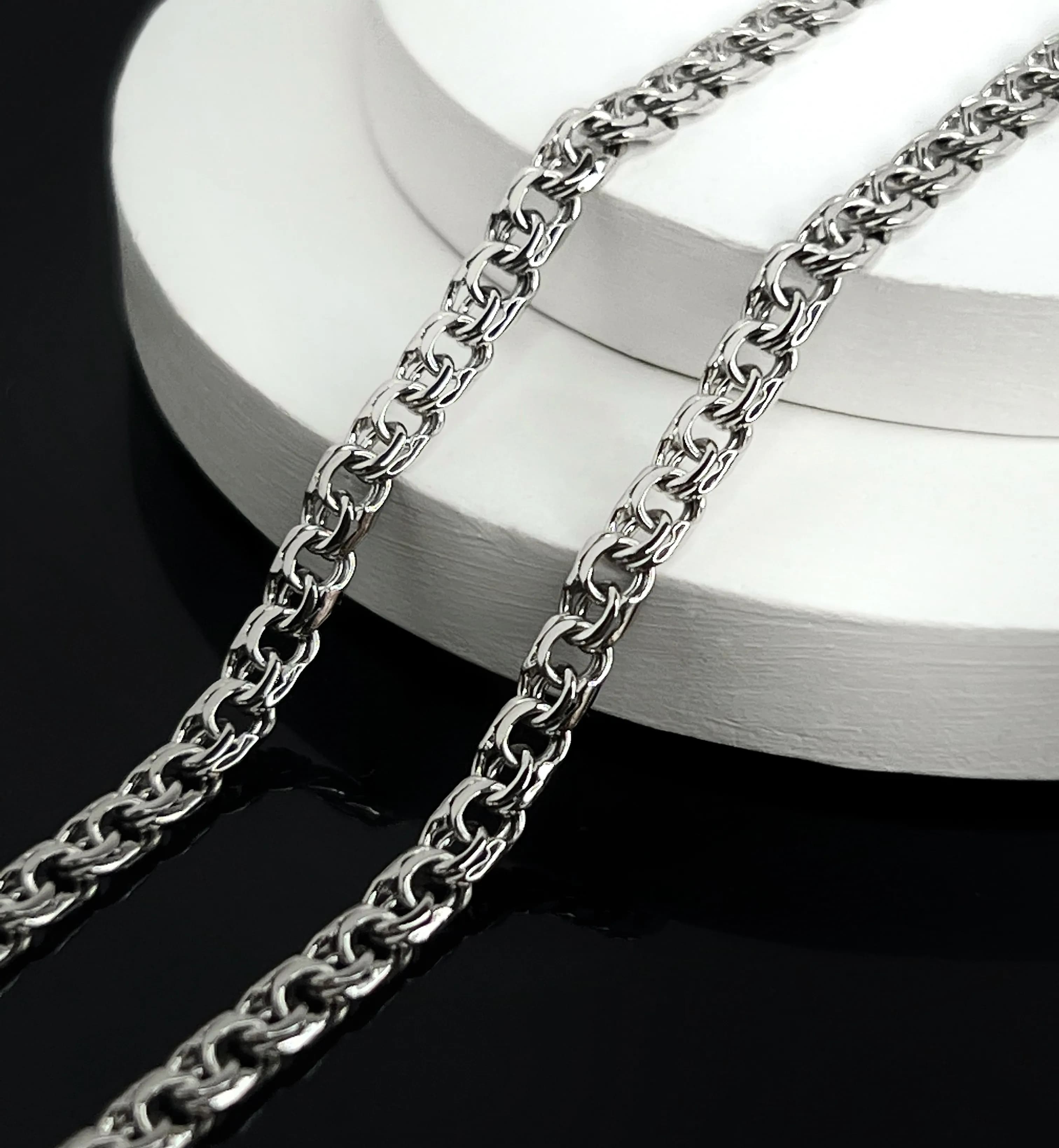 Ланцюжок арабський бісмарк з білого золота 201-0002.11