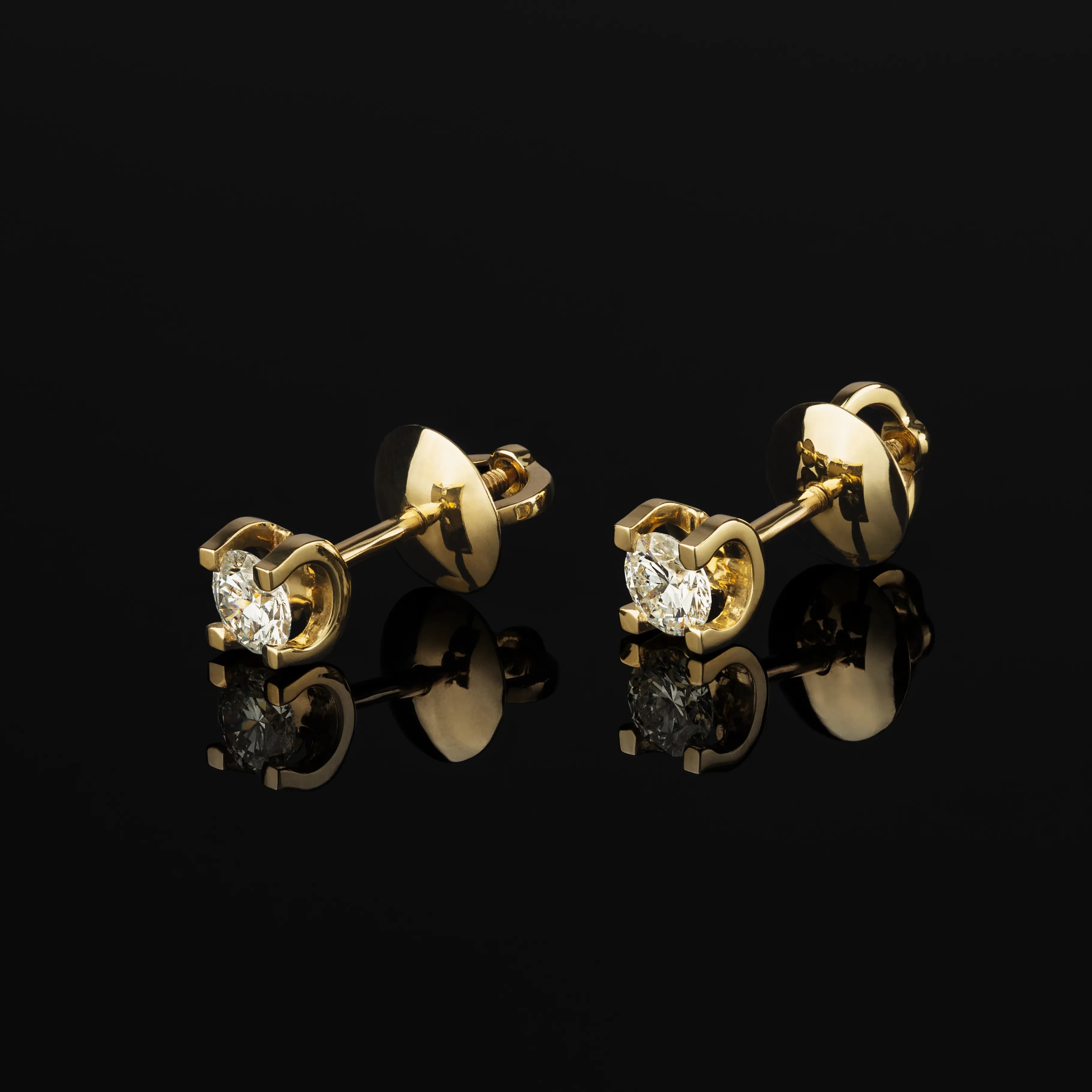 Сережки П`янке мартіні з діамантами з жовтого золота