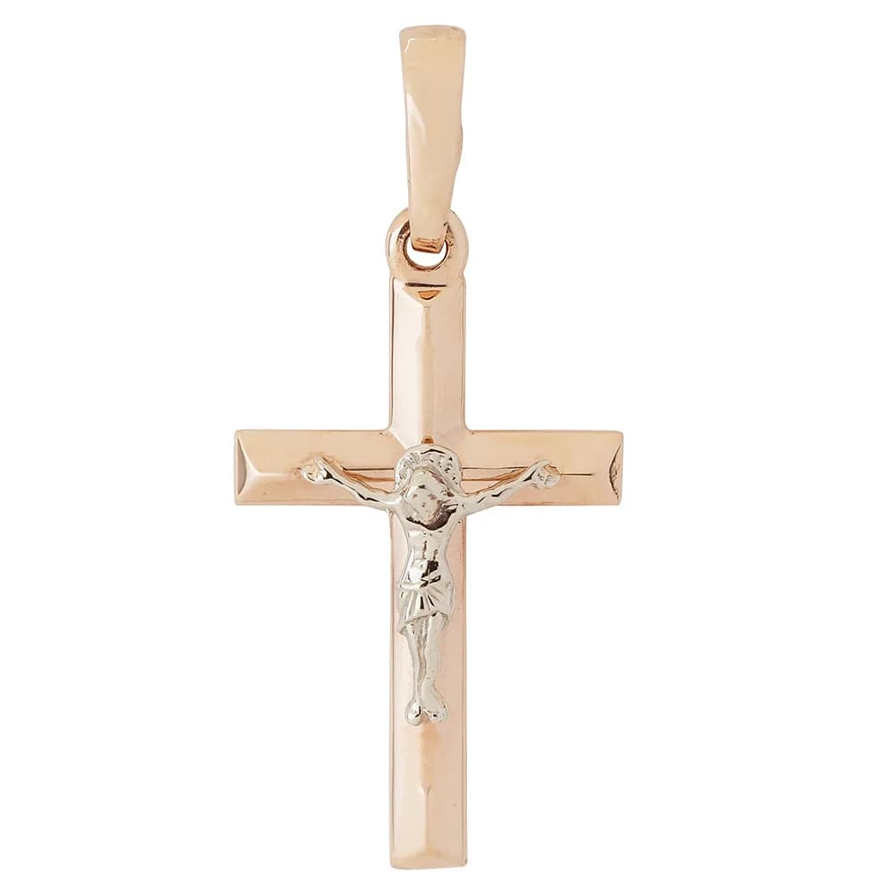 Хрестик з розп'яттям з комбінованого золота D P30-0898
