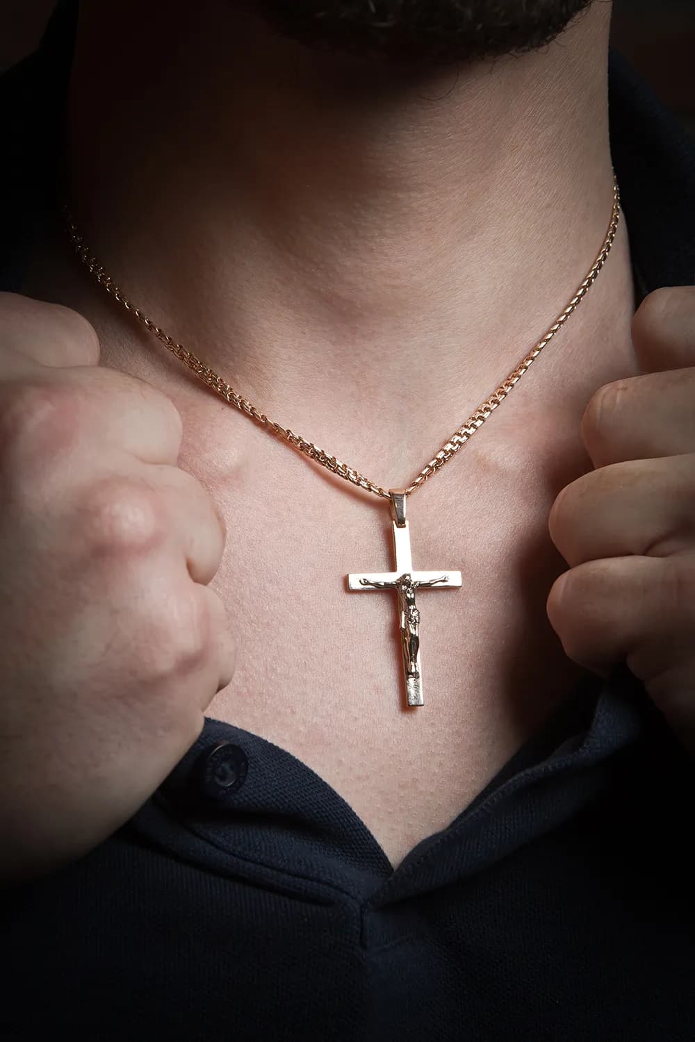 Хрестик з розп'яттям з білого золота 205-0974