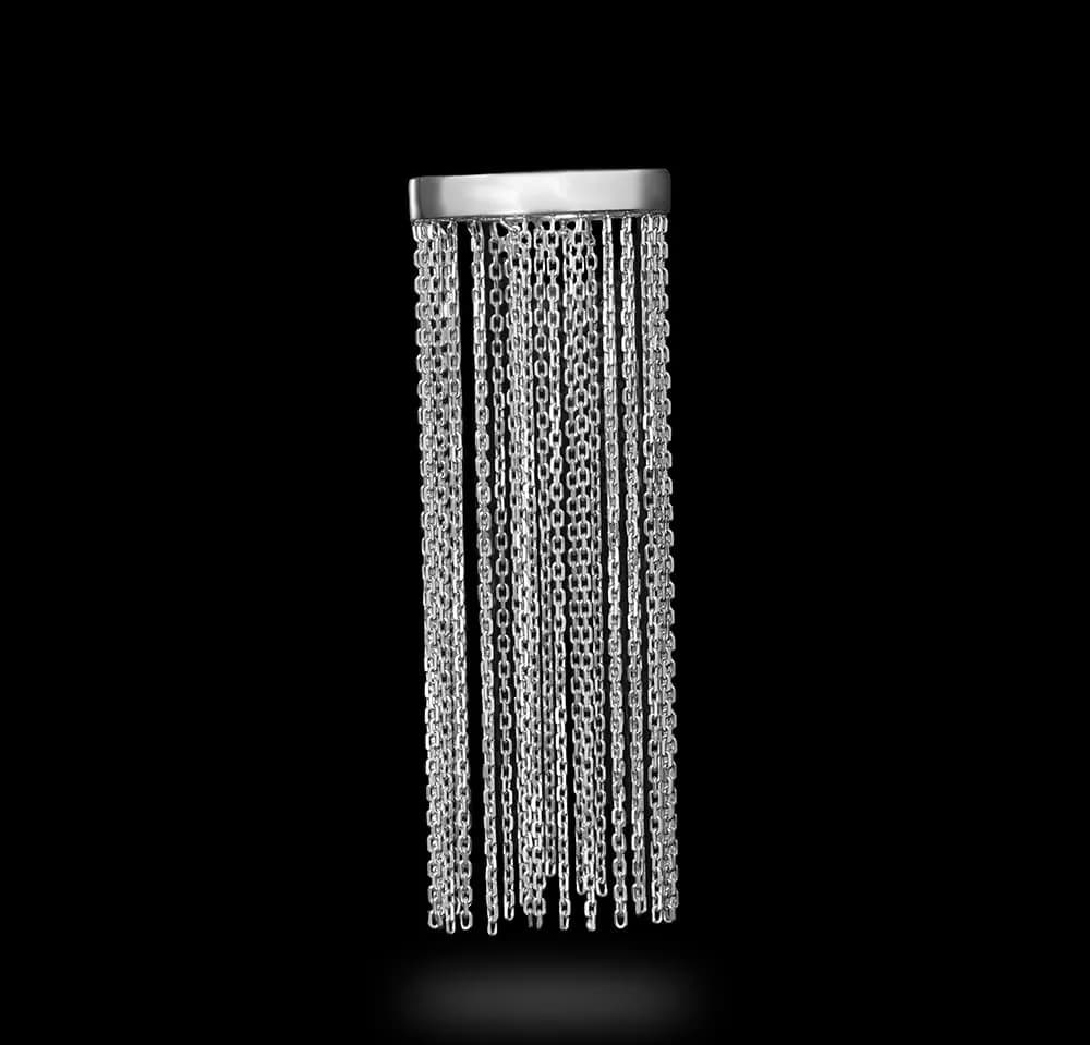 Перстень з ланцюжками з білого золото Ейфорія R2 (17,5)