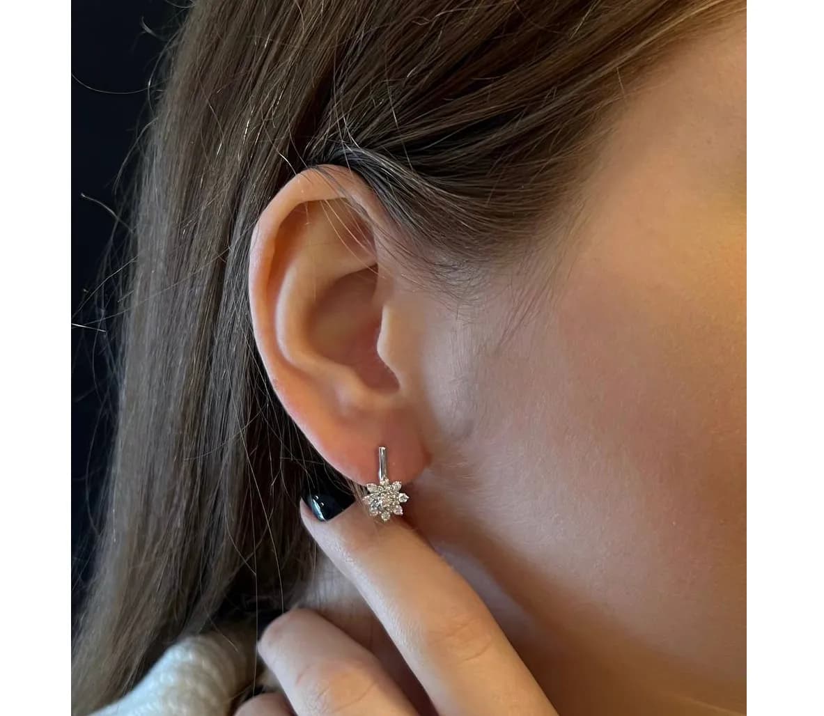 Сережки з діамантами "Зорі" з білого золота