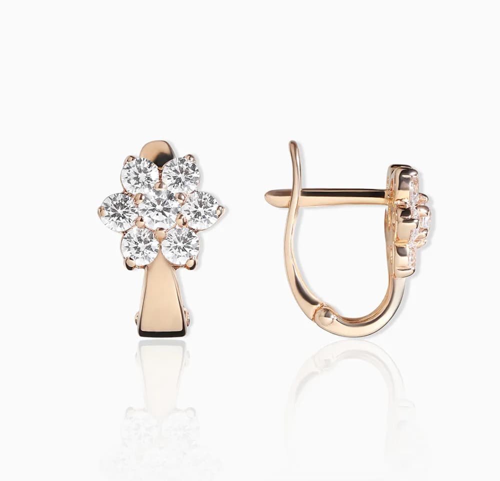 Сережки з кубічним цирконієм з червоного золота 164-0946