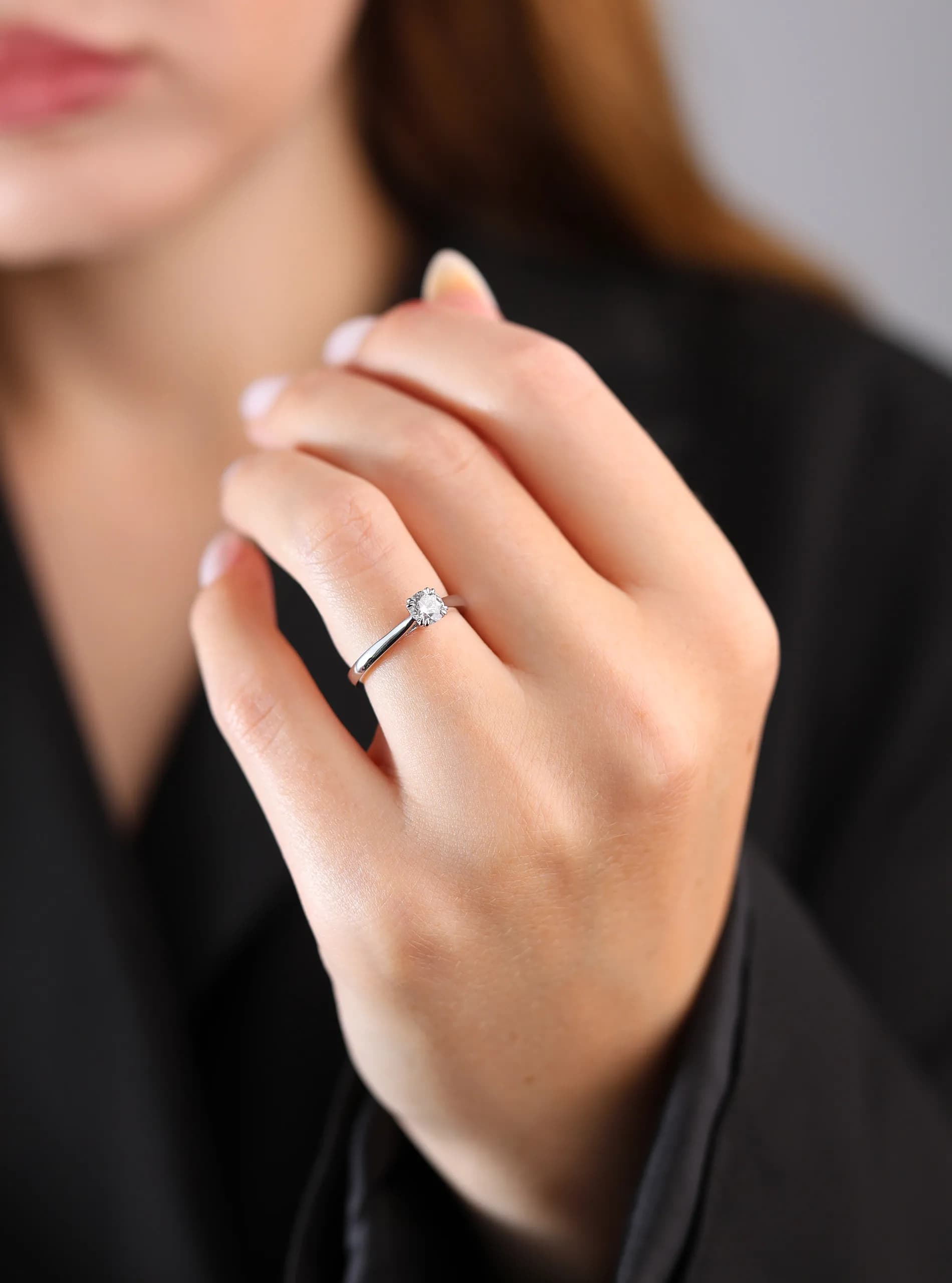 Каблучка з діамантом "Winston" з білого золота GIA (16)