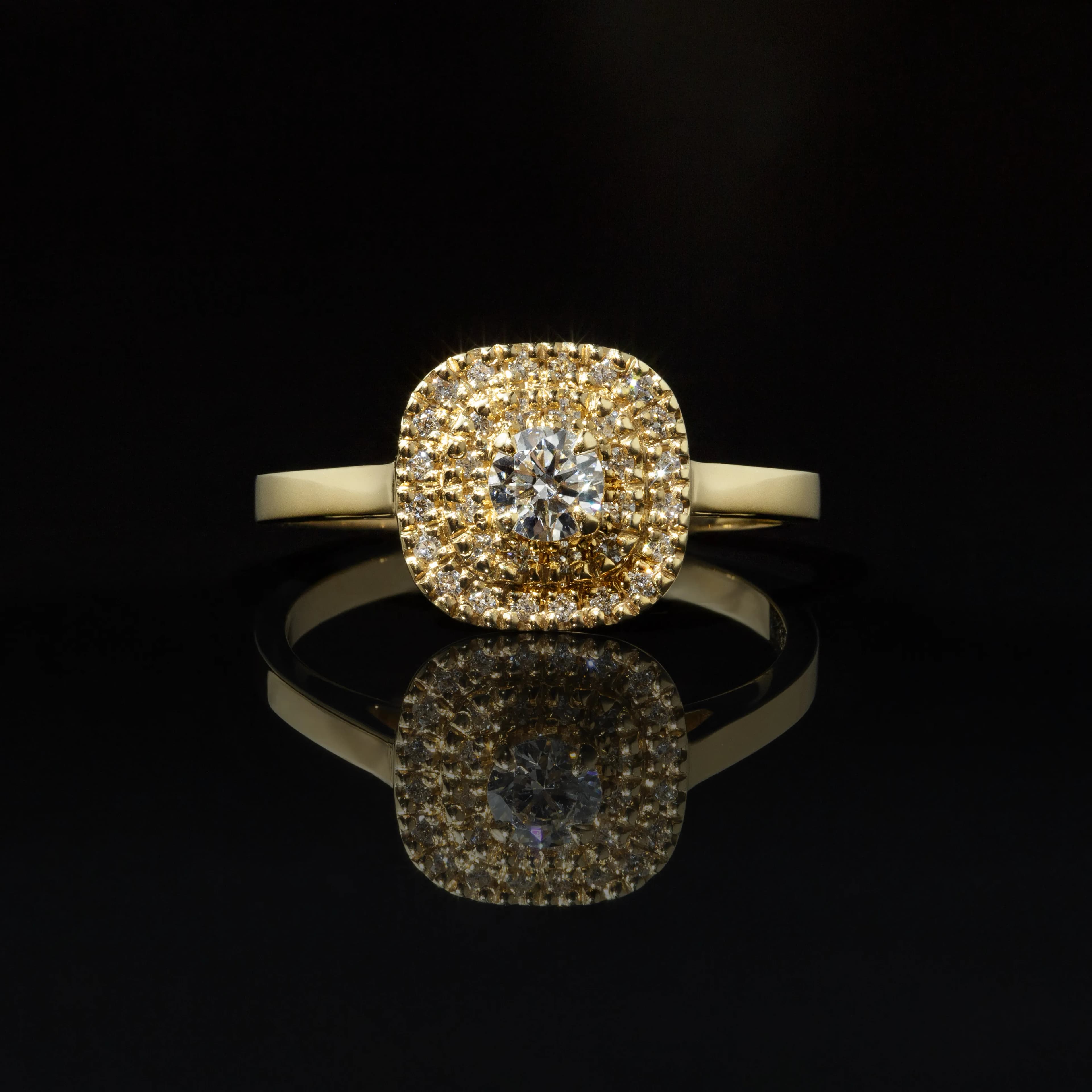 Каблучка з діамантами "Elizabeth" з жовтого золота (17,5)