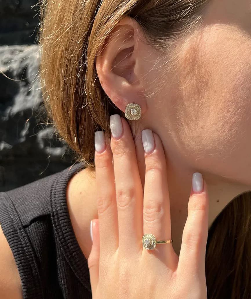 Каблучка з діамантами "Elizabeth" з жовтого золота (17,5)