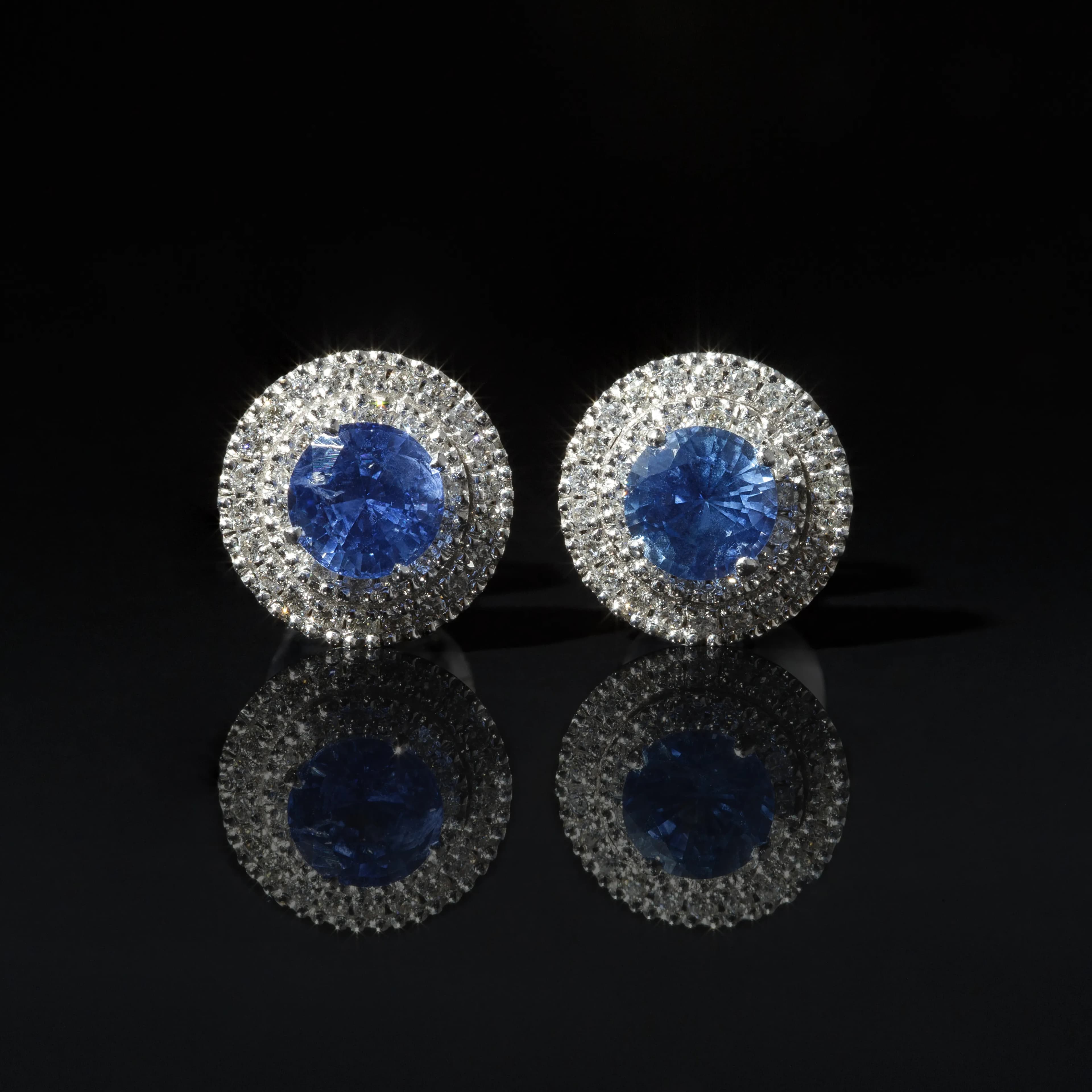 Сережки з сапфірами та діамантами "Venera" з білого золота