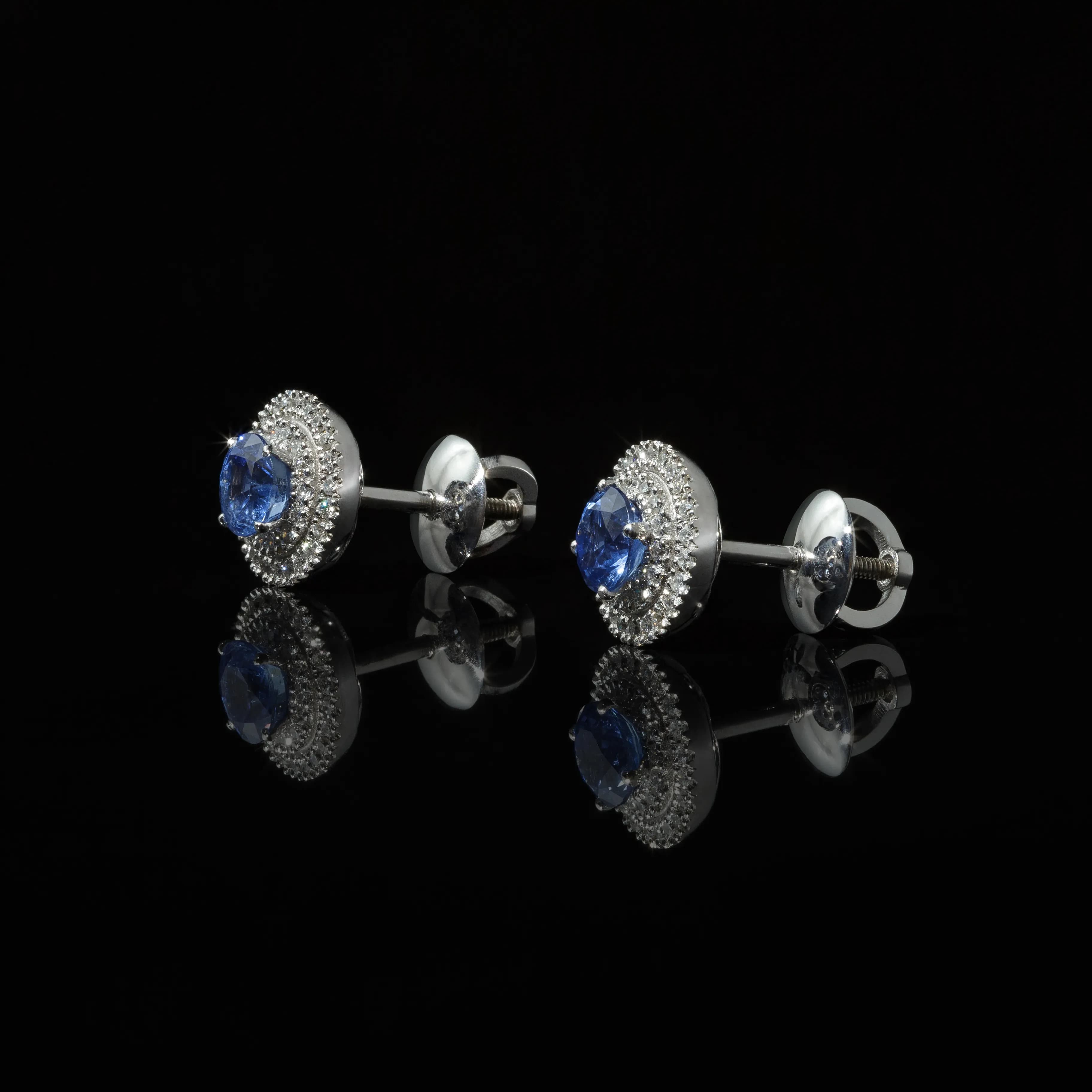 Сережки з сапфірами та діамантами "Venera" з білого золота