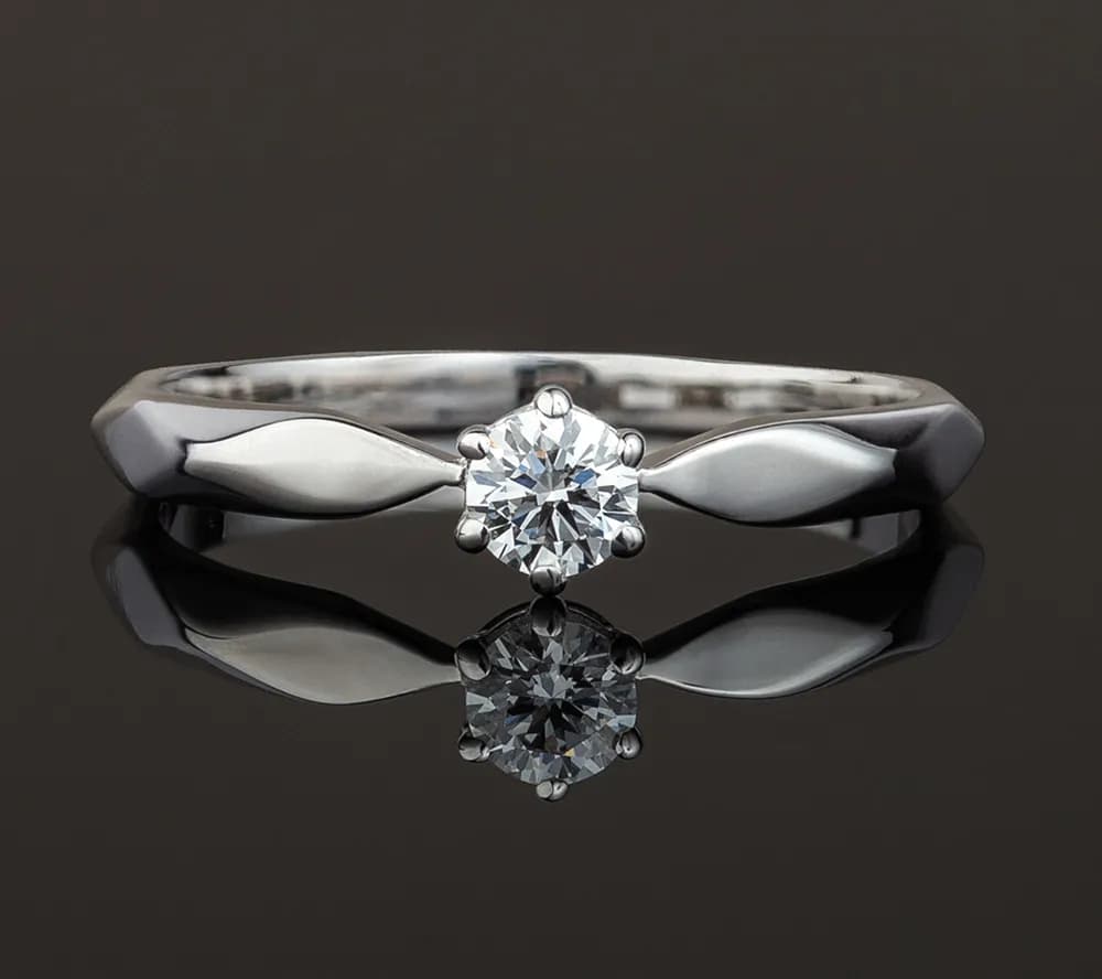 Каблучка з діамантом "Грані кохання" з білого золота R21 3,6 018 (16)