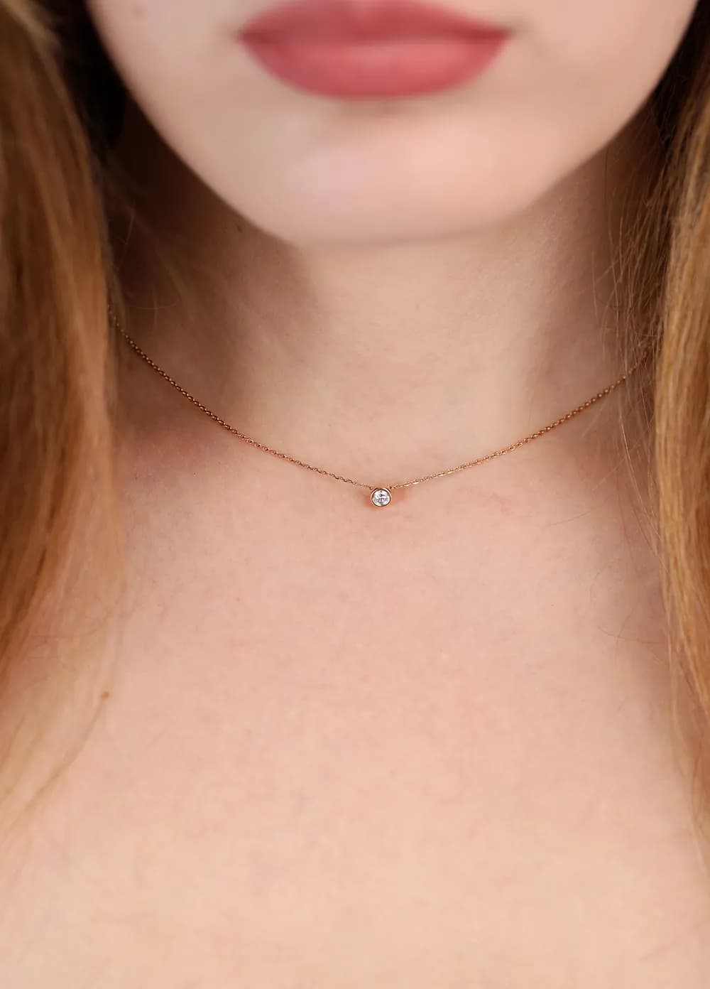 Кольє з діамантом з червоного золота 119-0010