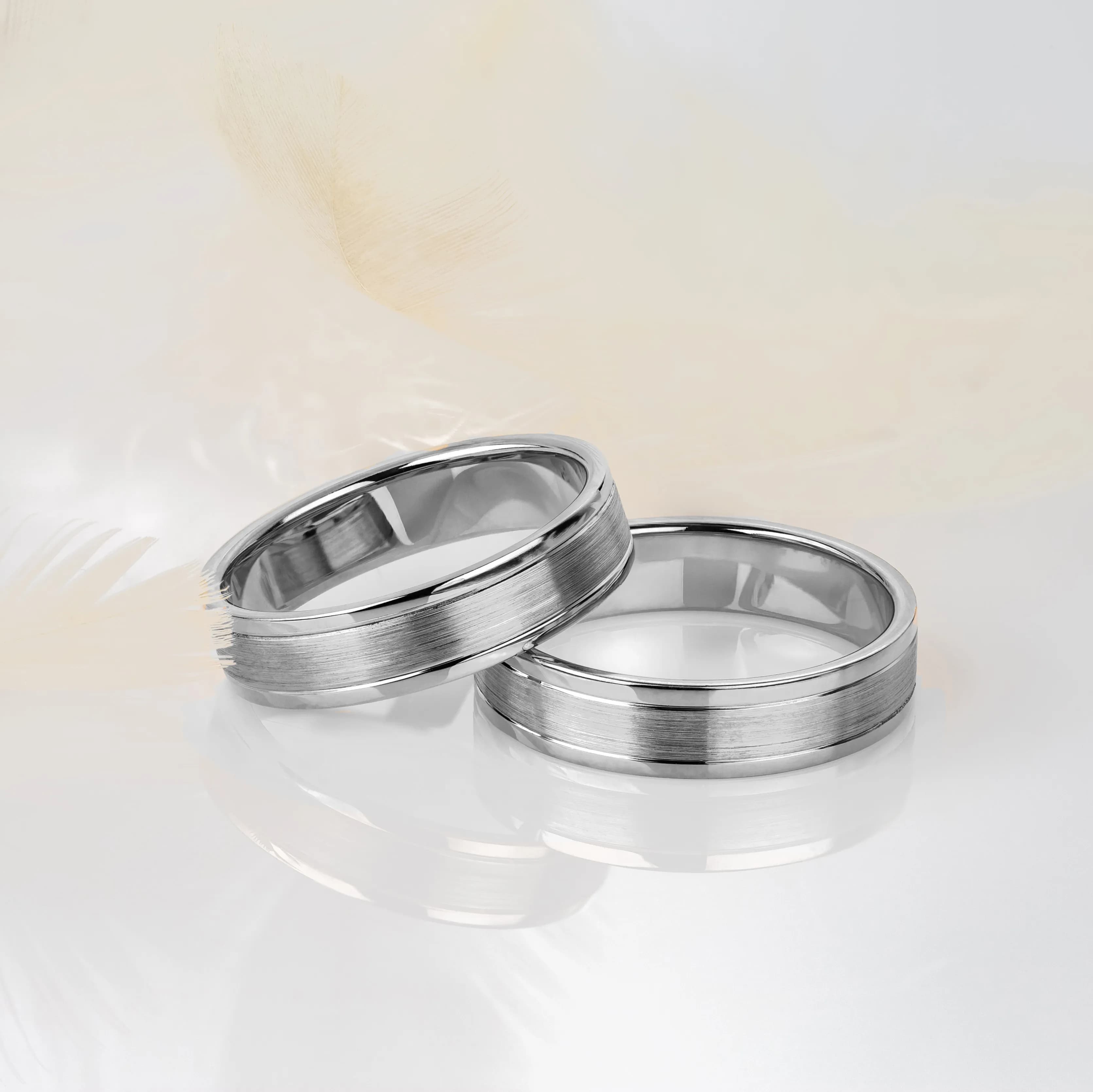 Пара обручок "Берег океану" з білого золота 200-0033.1