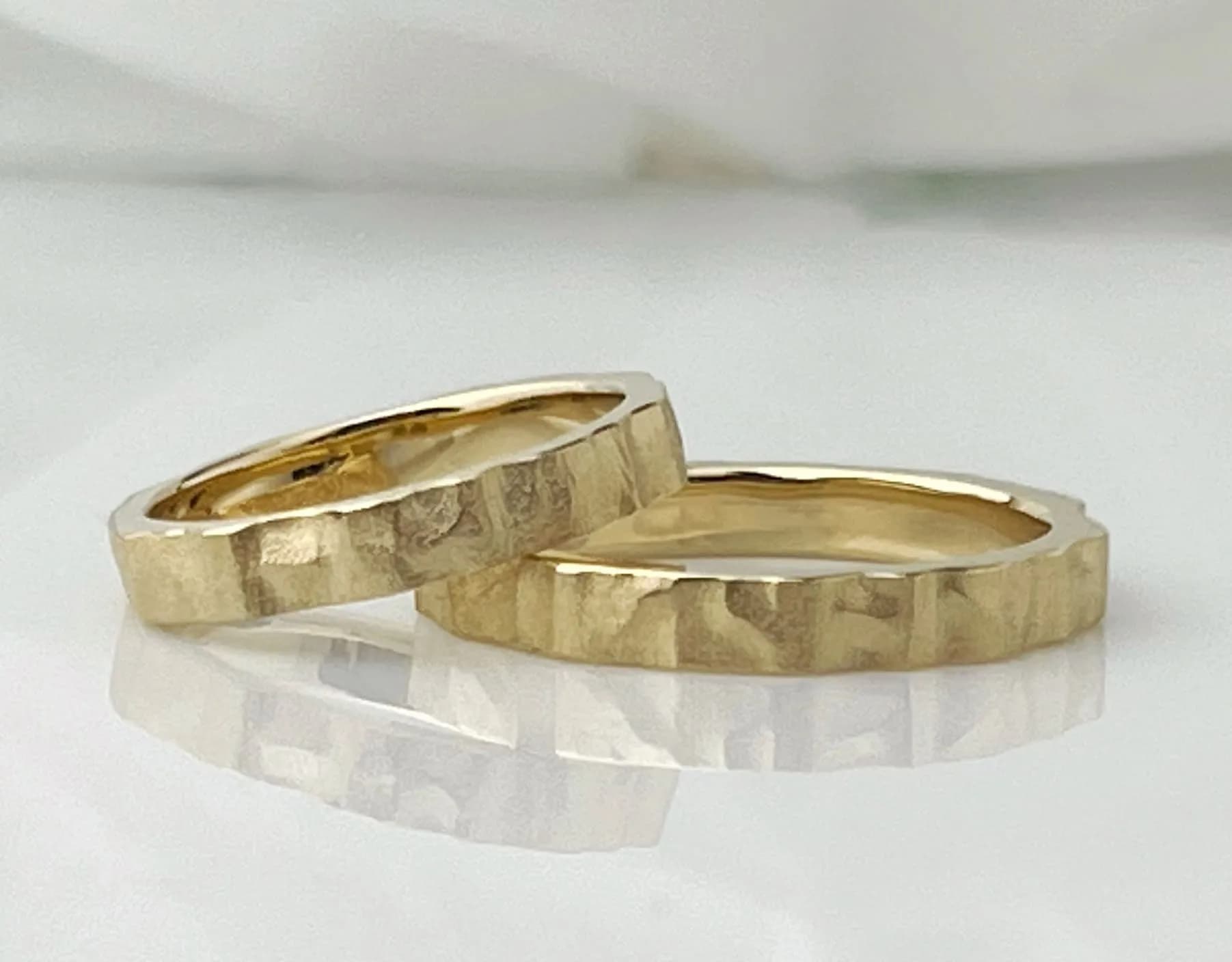 Пара обручок  "Дюна" з жовтого золота (18)