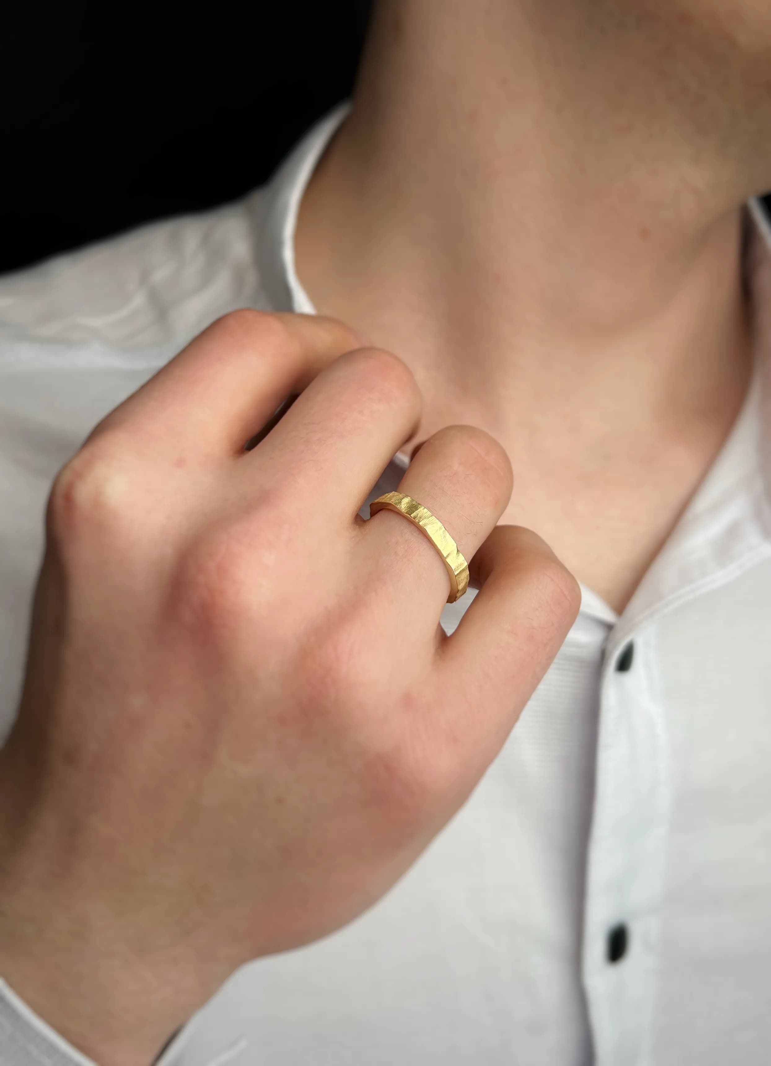 Пара обручок  "Дюна" з жовтого золота (18)