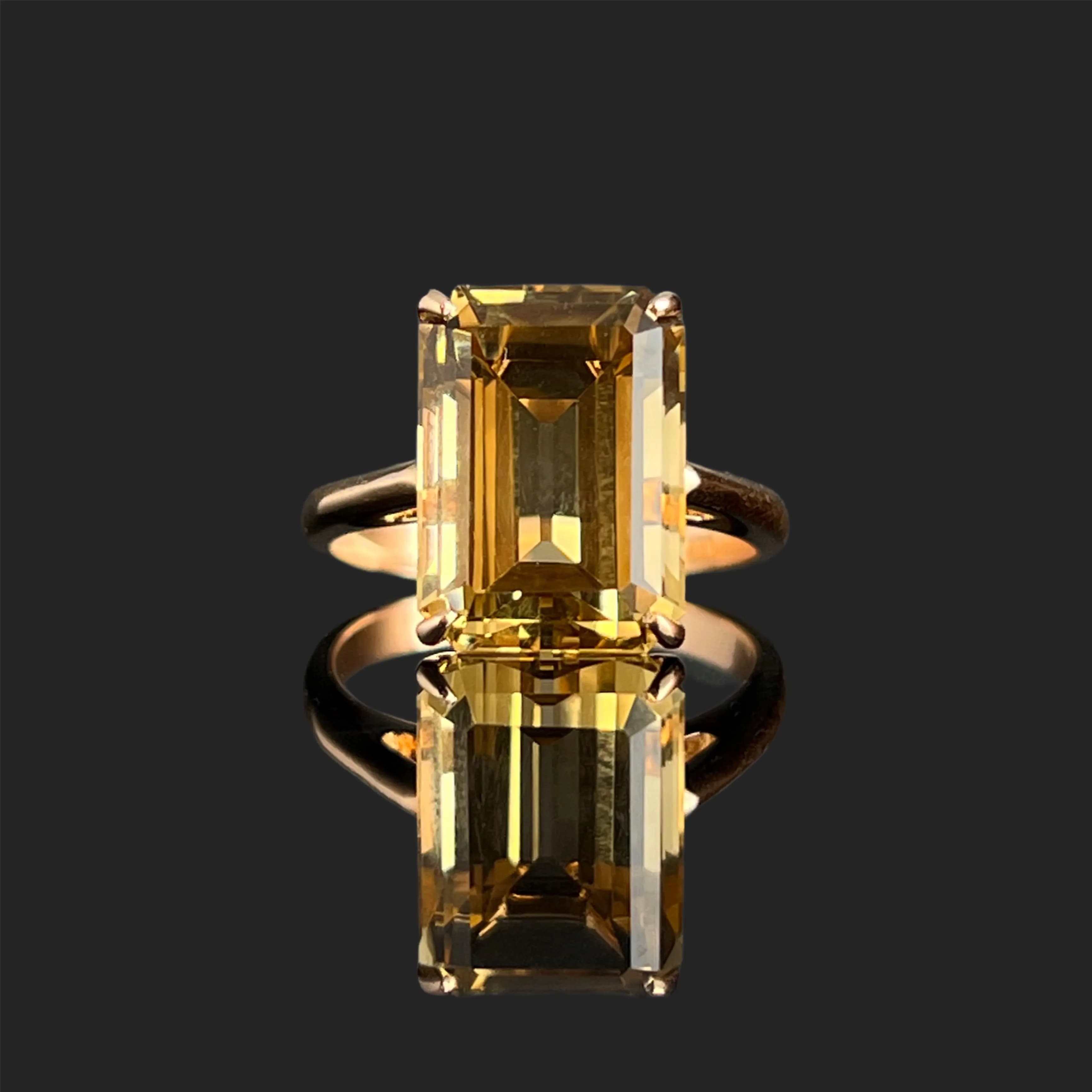 Каблучка з цитрином "Аристократ" з червоного золота