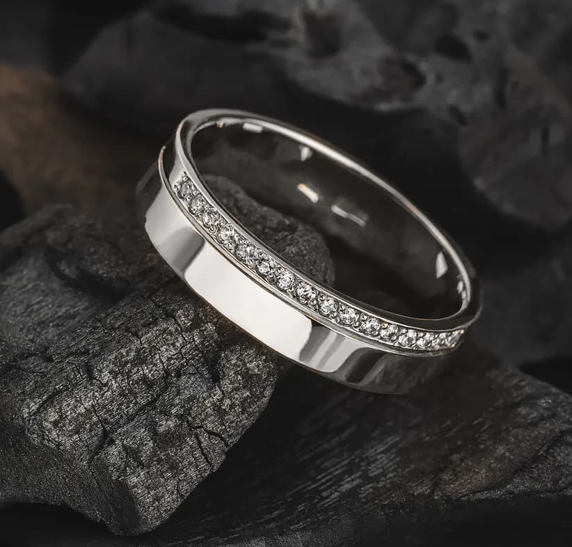 Обручка з діамантами "Місячна дорога" з білого золота 220-0105 (17)