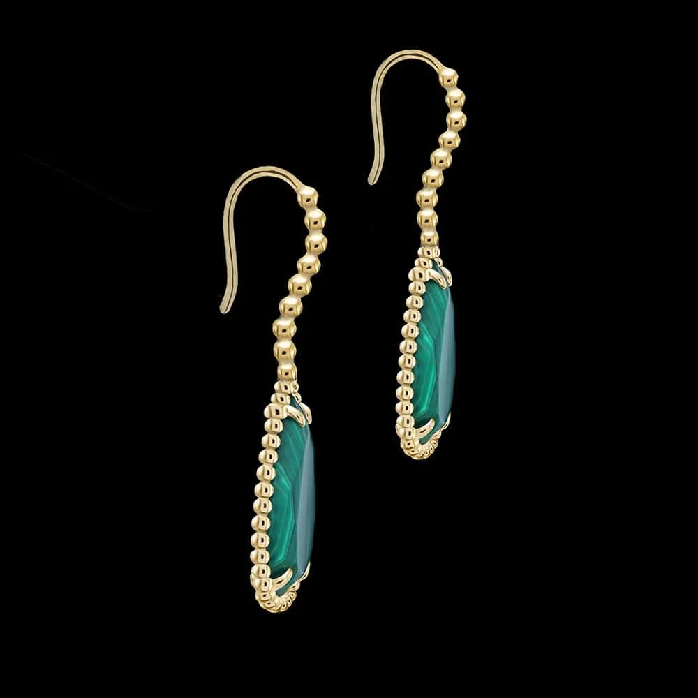 Сережки з малахітом з жовтого золота "Bohemia L"