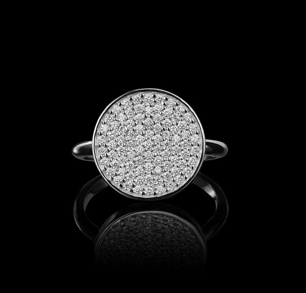 Перстень з діамантами з білого золота МОЯ R22 (16,5)