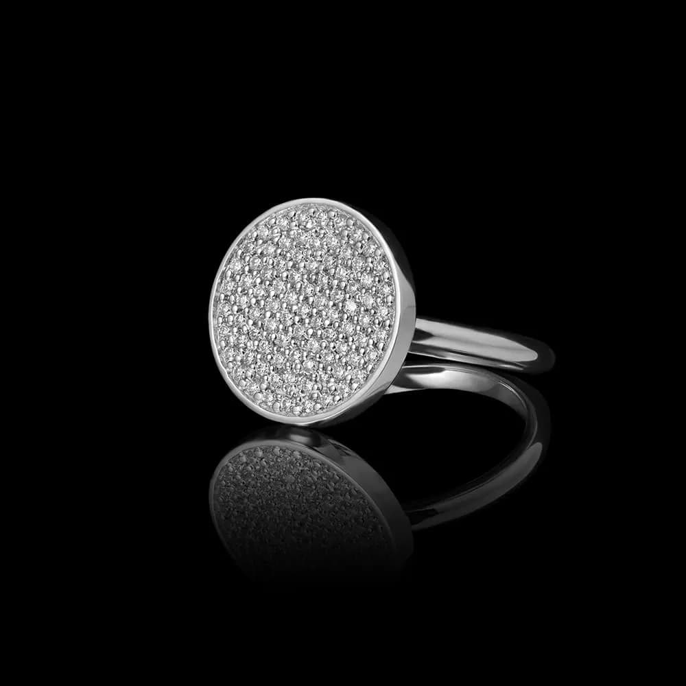 Перстень з діамантами з білого золота МОЯ R22 (16,5)