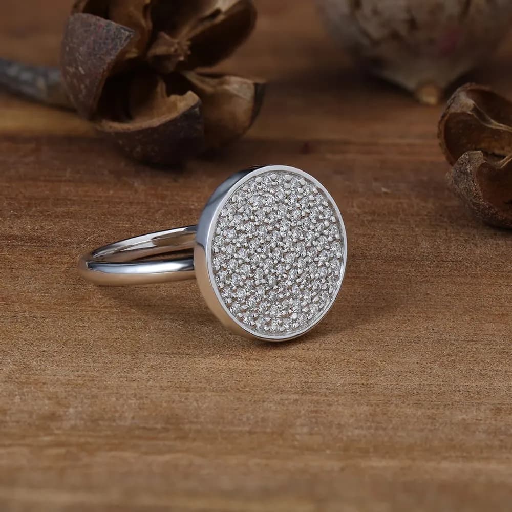 Перстень з діамантами з білого золота МОЯ R22 (16,5)