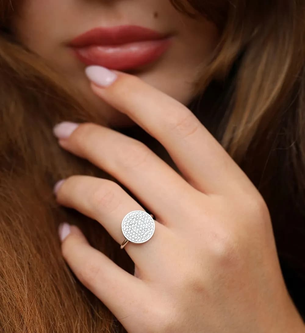 Перстень з діамантами з білого золота МОЯ R22 (16,5)