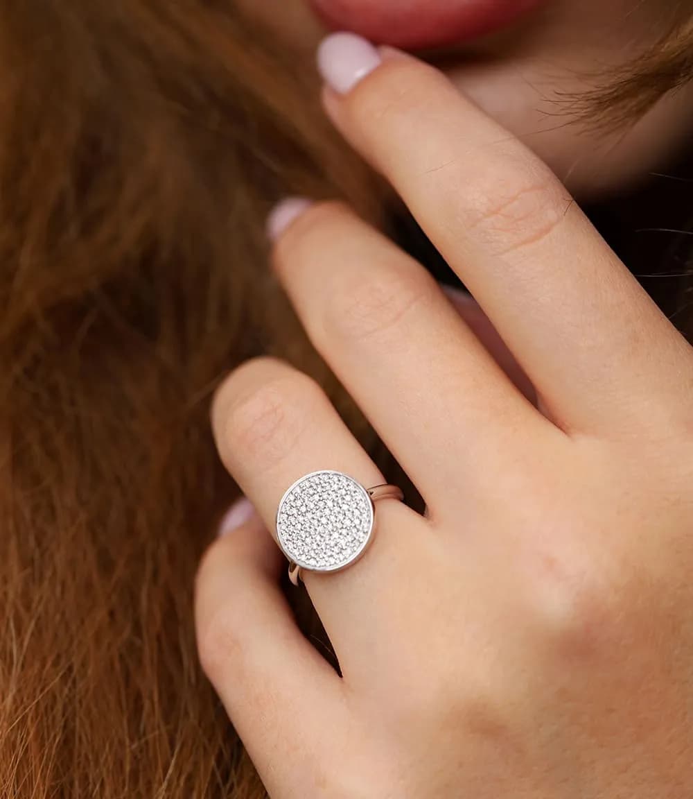 Перстень з діамантами з білого золота МОЯ R22 (16,5)