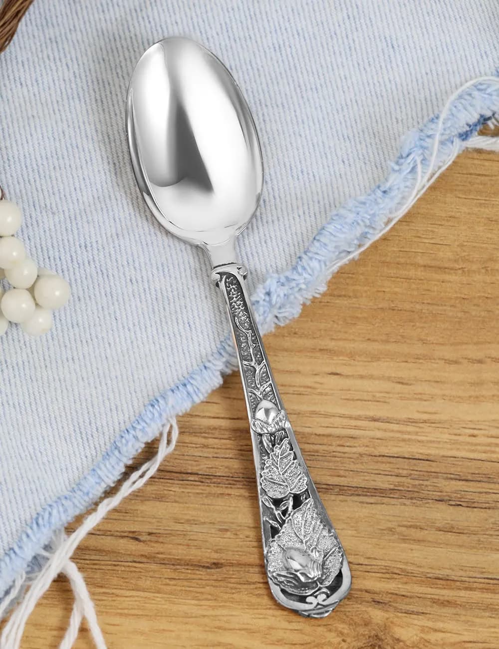 Срібна дитяча ложка "Дубове листя" 6206-GF-925