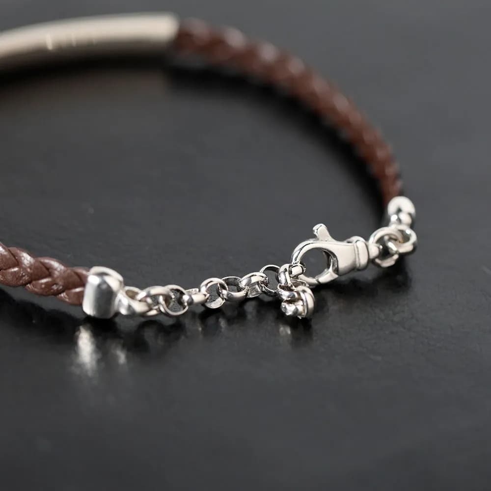 Шкіряний браслет зі срібними вставками BLDXU-150