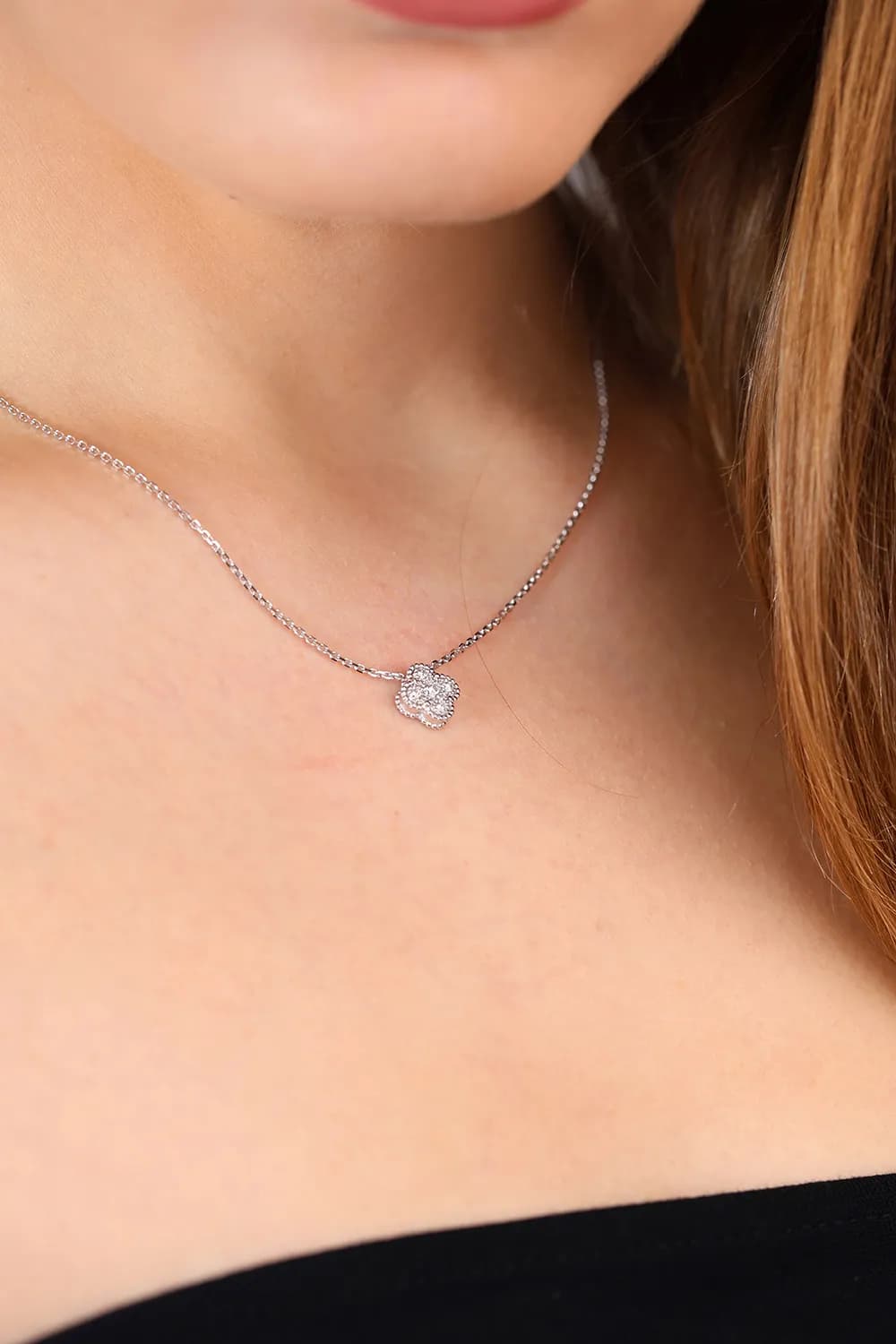 Кольє з діамантами з білого золота Vintage N22 10 mm