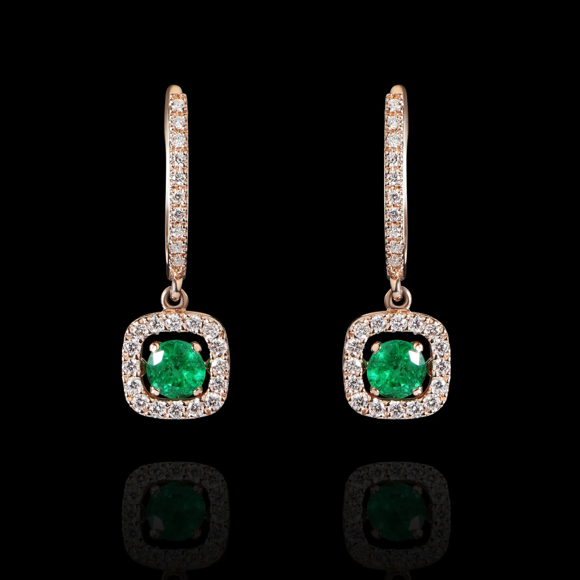 Сережки "Jasmin" зі смарагдами з червоного золота 134-0413