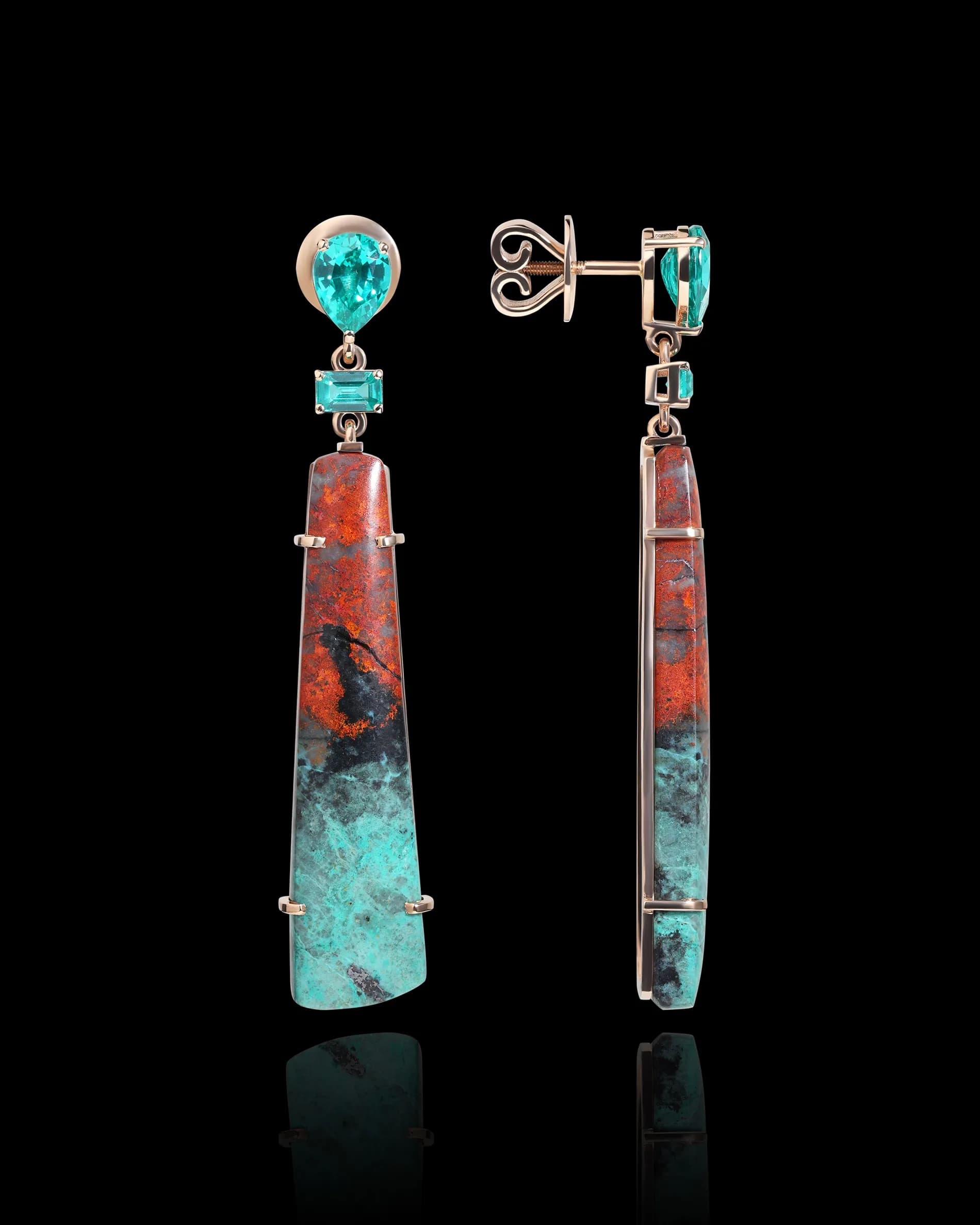 Сережки з композитним камінням Sunrise 01 E19