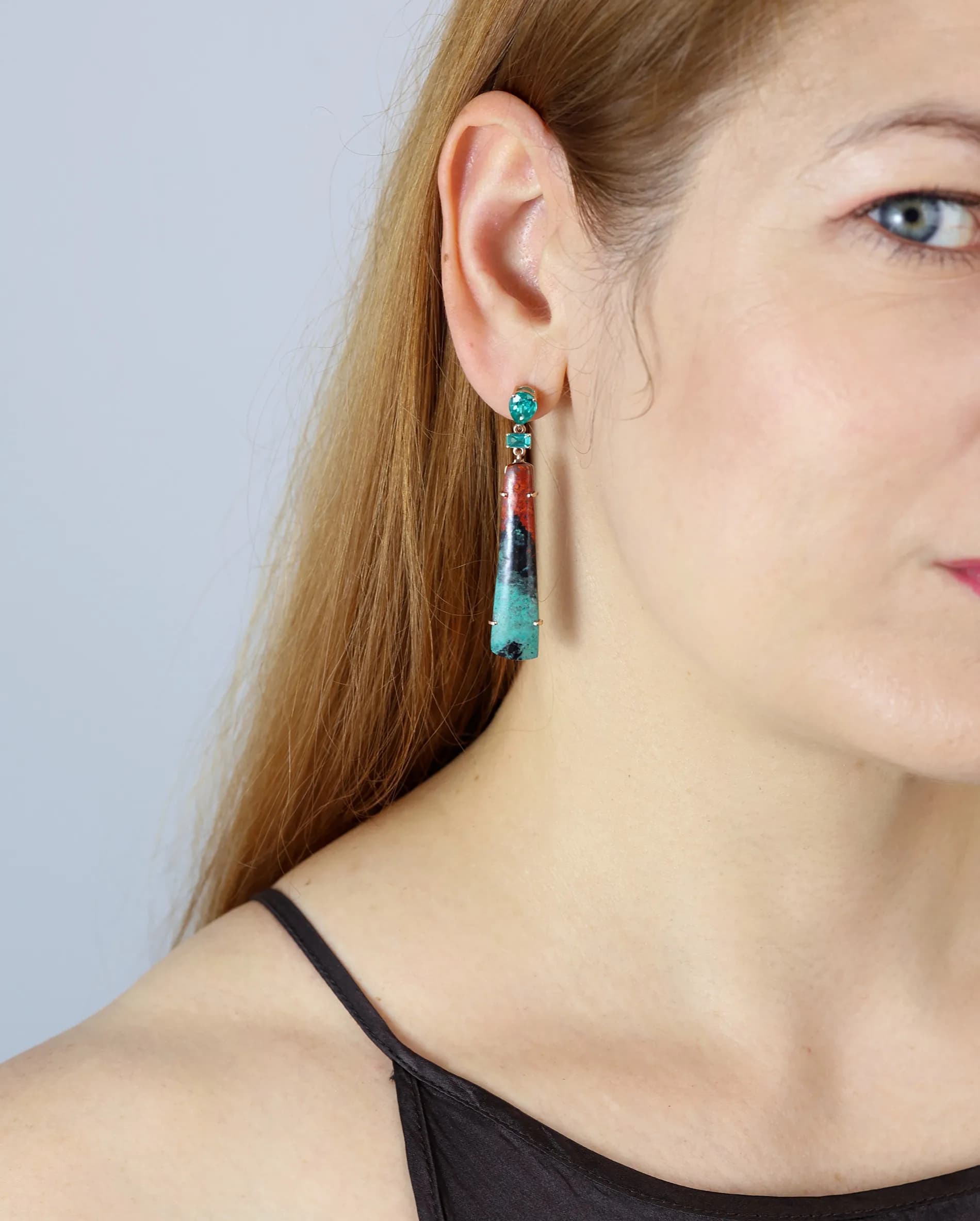 Сережки з композитним камінням Sunrise 01 E19