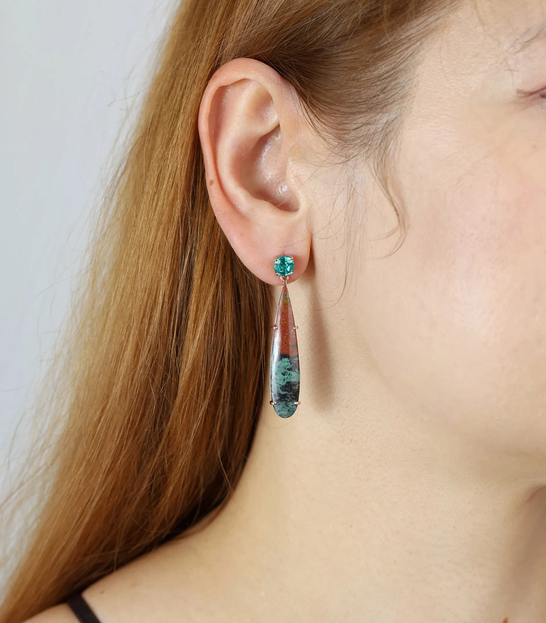 Сережки з композитним камінням Sunrise 02 E19