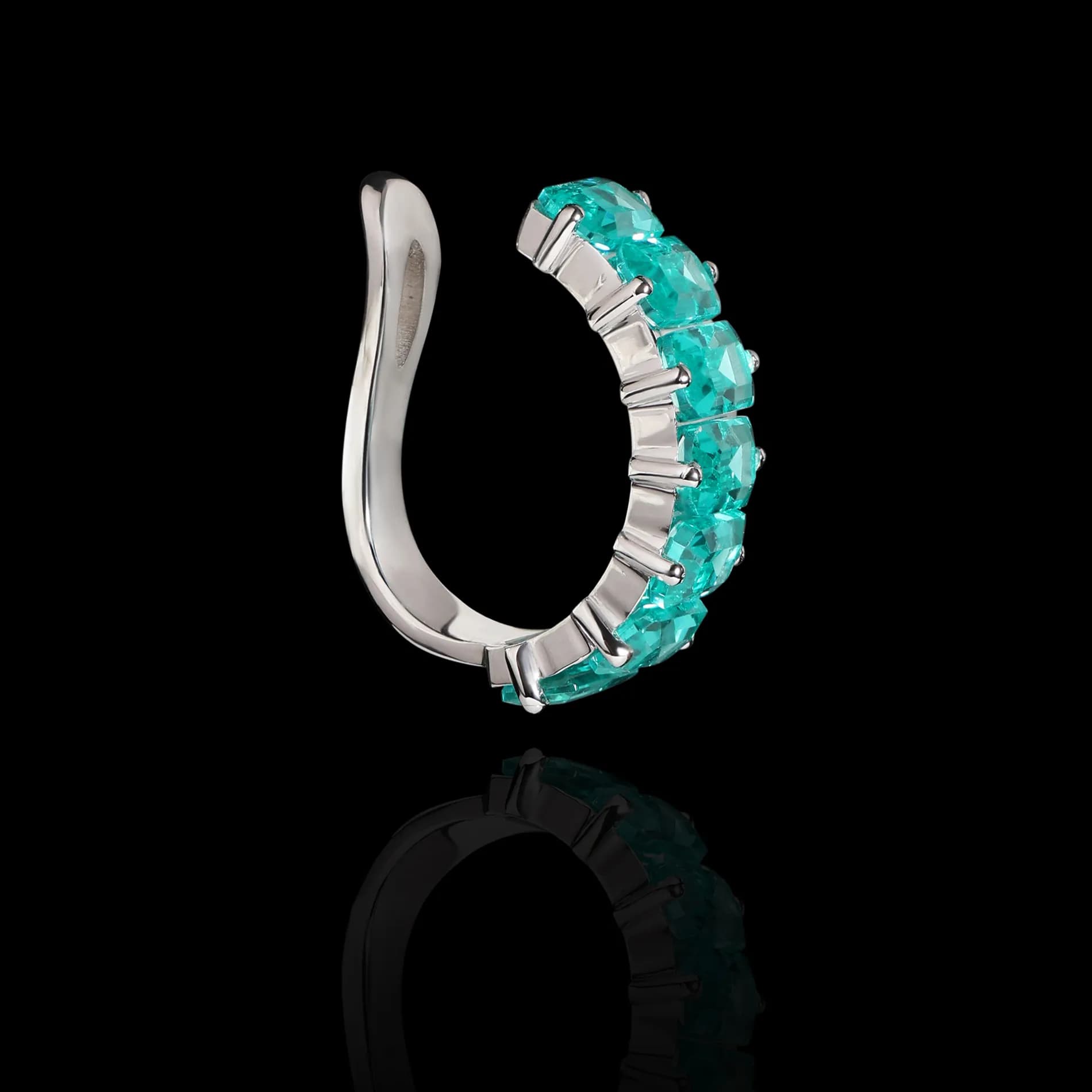 Сережка каффа з параїба-турмалінами з білого золота Cuff E29 pariaba