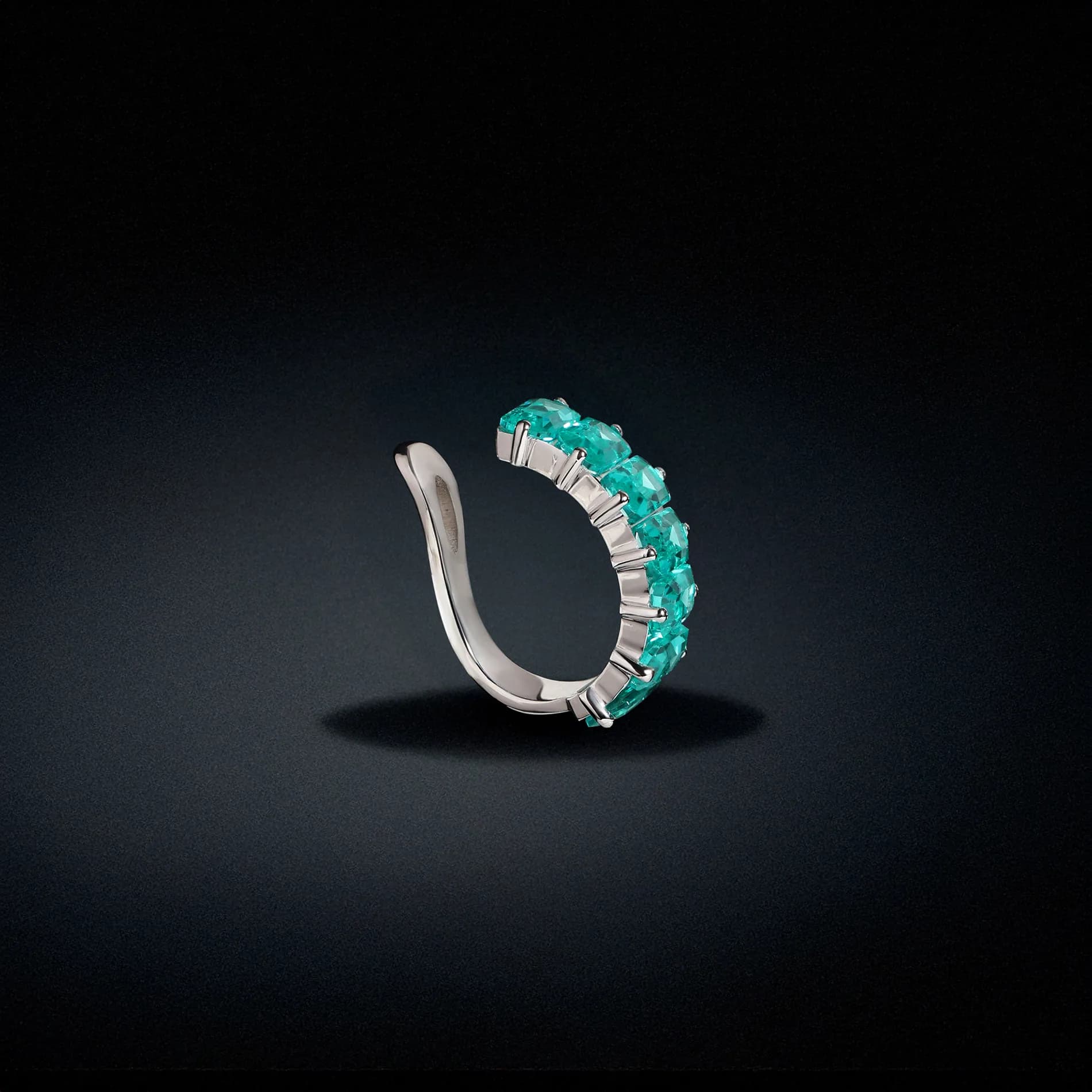 Сережка каффа з параїба-турмалінами з білого золота Cuff E29 pariaba