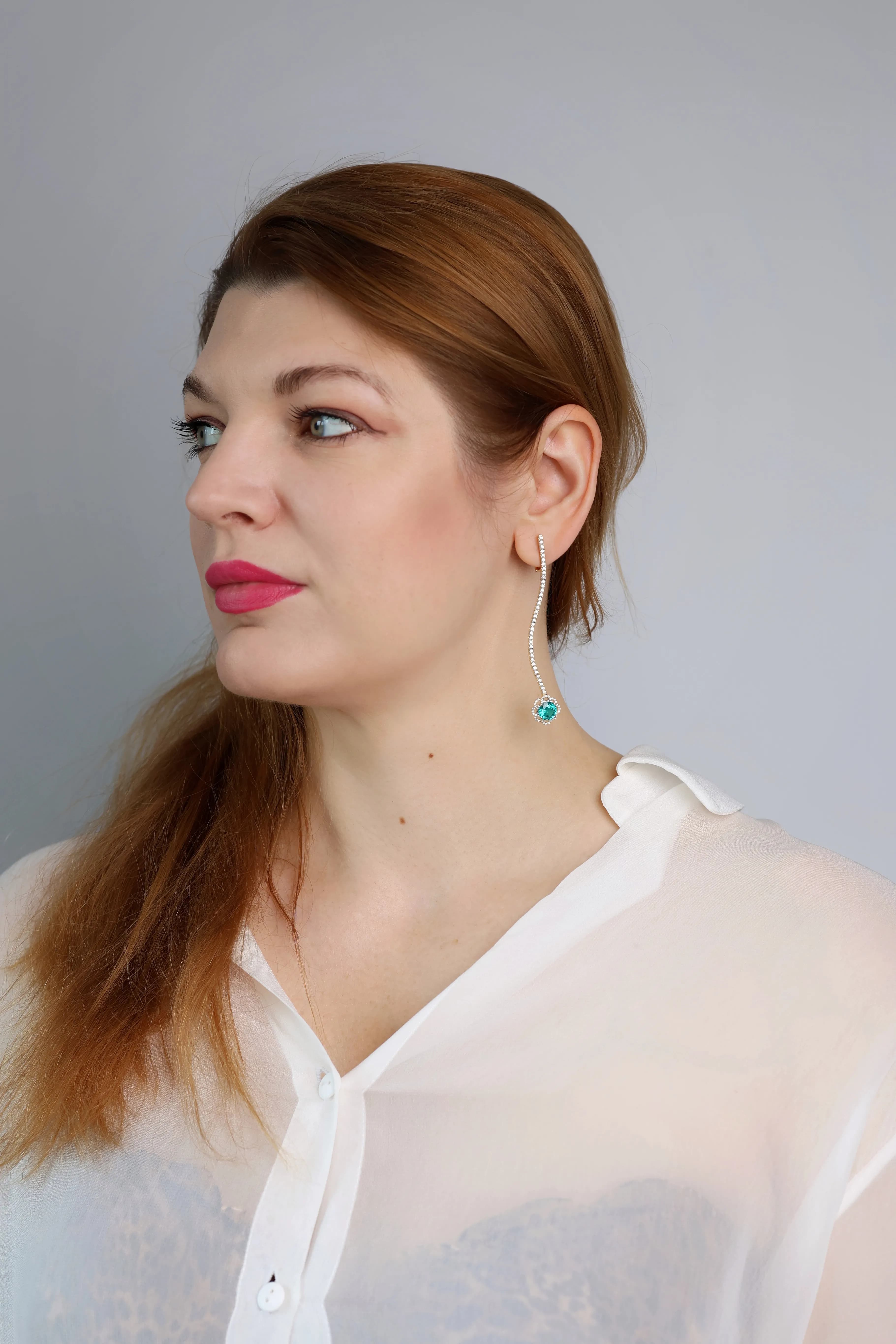 Сережки з параїба турмалін з жовтого золота "Sacred flowers" E42 paraib