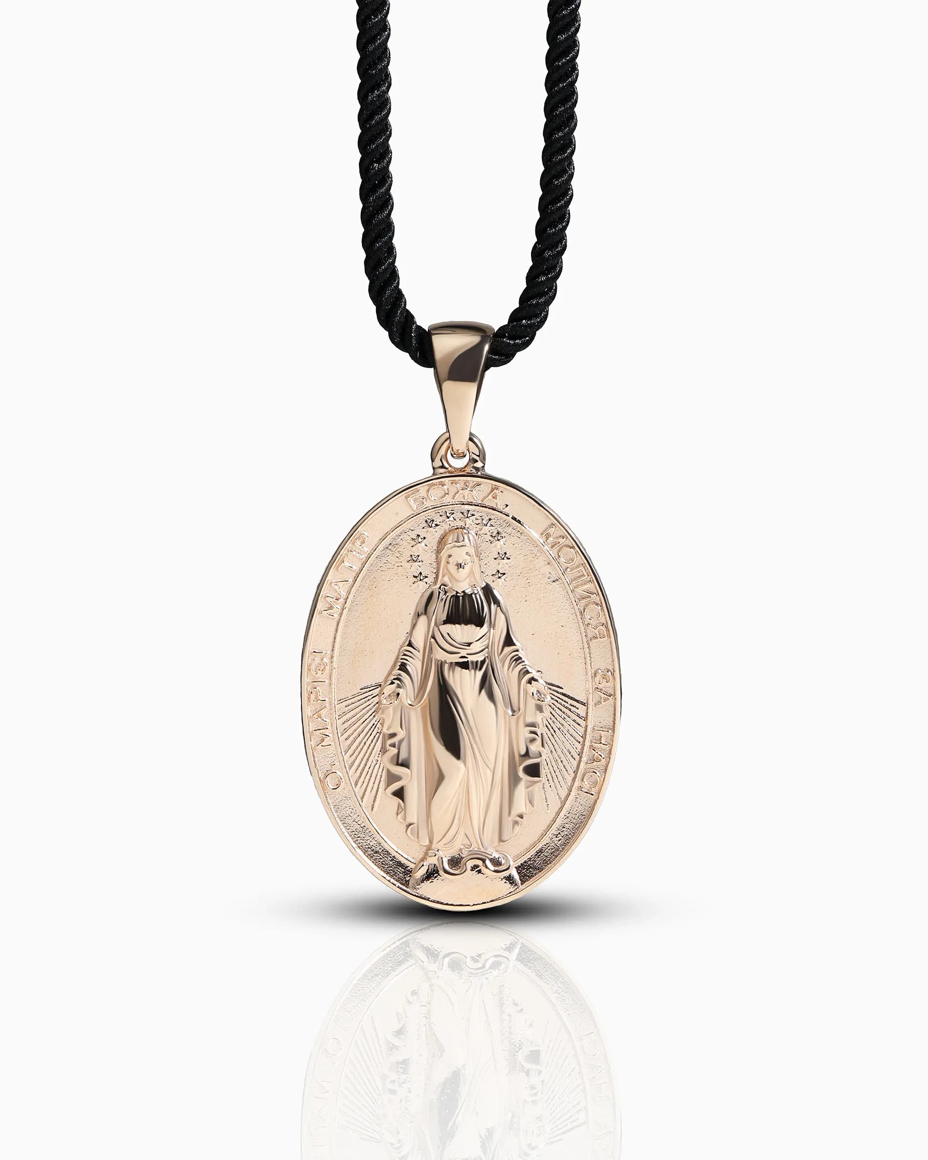 Медальйон Богородиці Непорочного Зачаття з червоного золота 105-0794,02